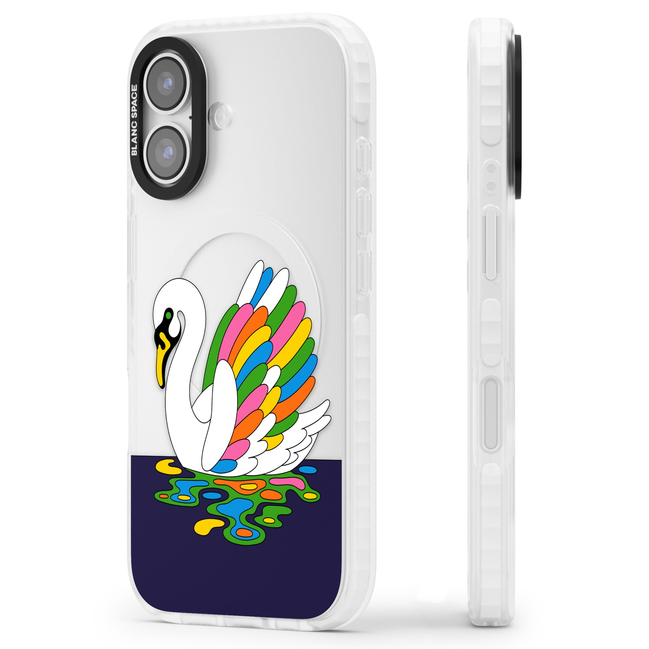 Serene Swan iPhone 17 Impact Clear Phone Case Side Profile