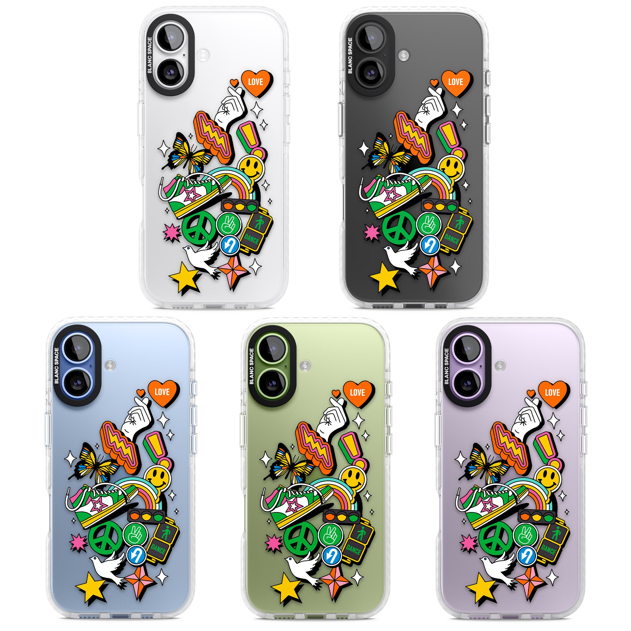 Nostalgic Sticker Collage iPhone 17 Impact Clear Phone Case APT Impact Protection