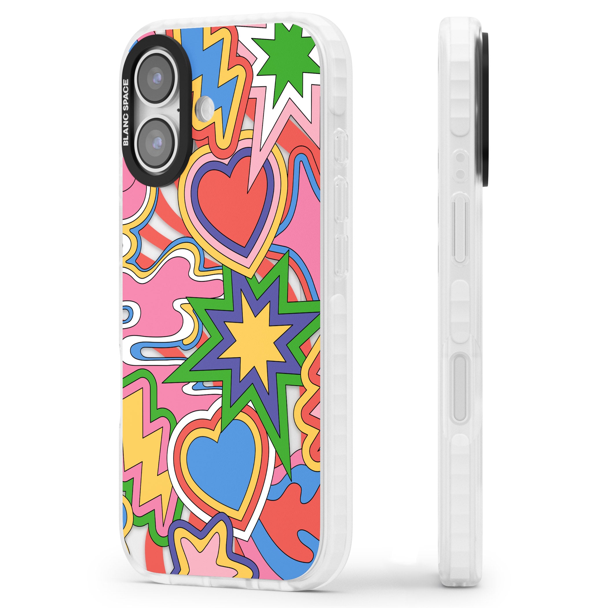 Psychedelic Pop Art Explosion iPhone 17 Impact Clear Phone Case Side Profile