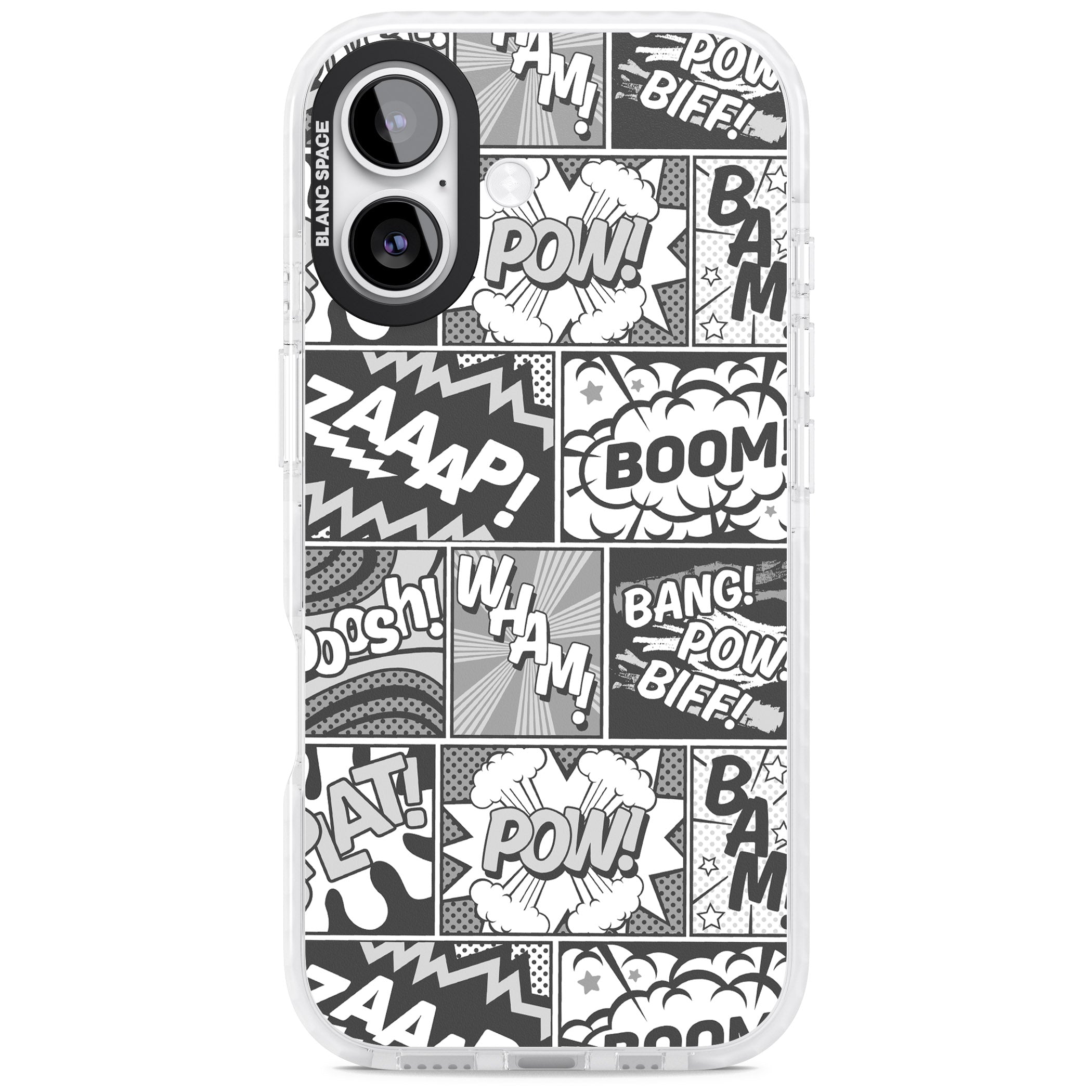Onomatopoeia (Black & White) iPhone 17 Impact Clear Phone Case