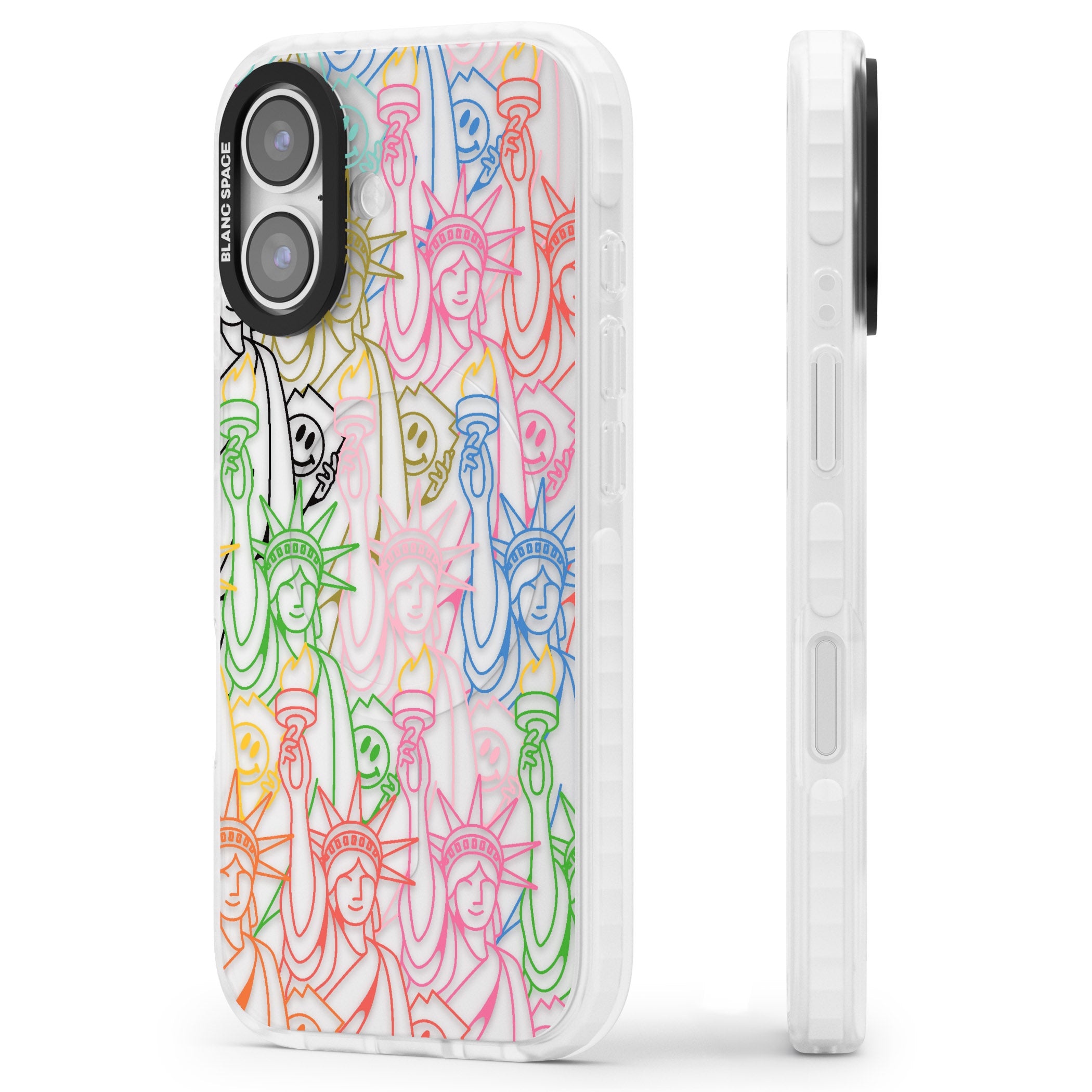 Multicolour Liberty Line Pattern iPhone 17 Impact Clear Phone Case Side Profile