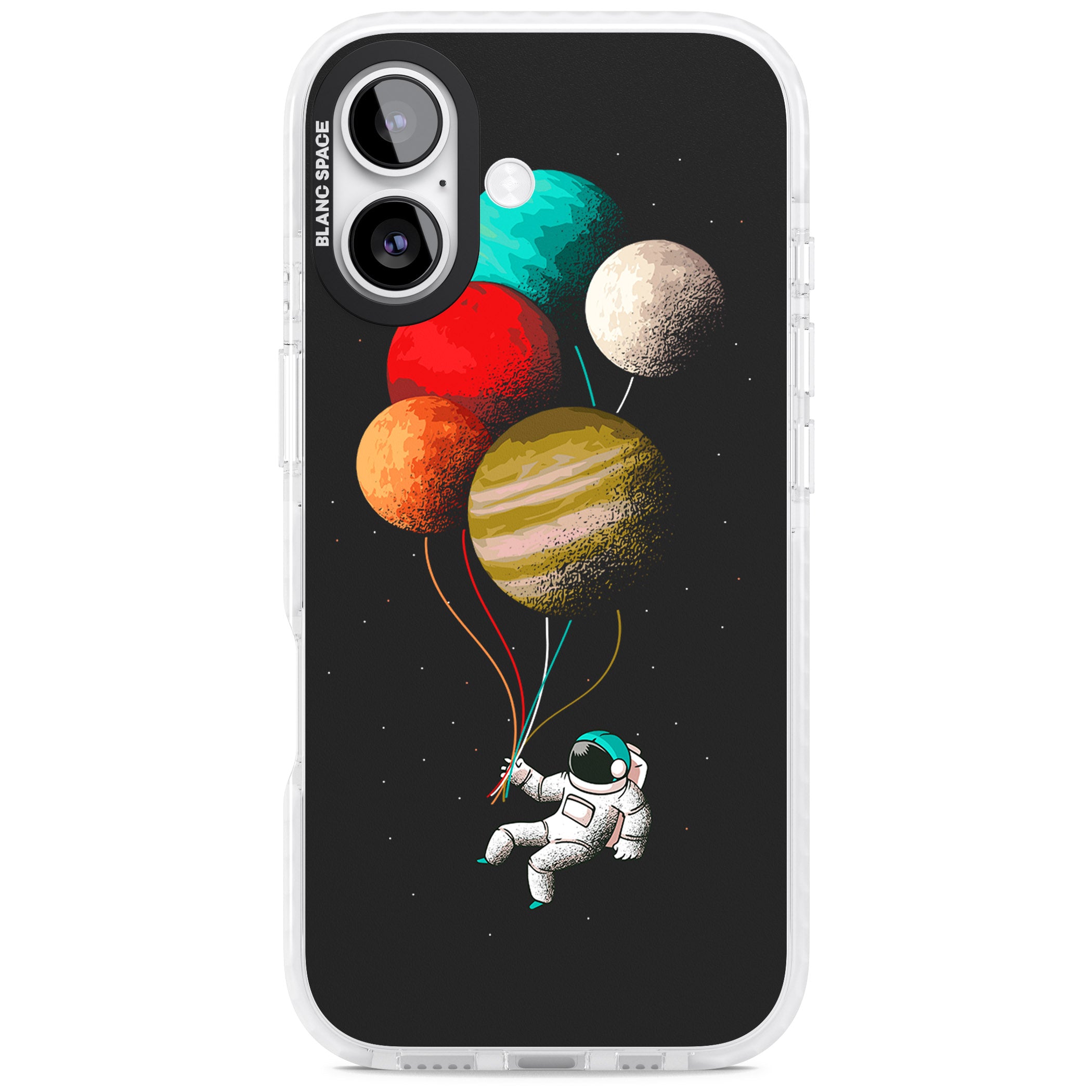Astronaut Balloon Planets iPhone 17 Impact Clear Phone Case