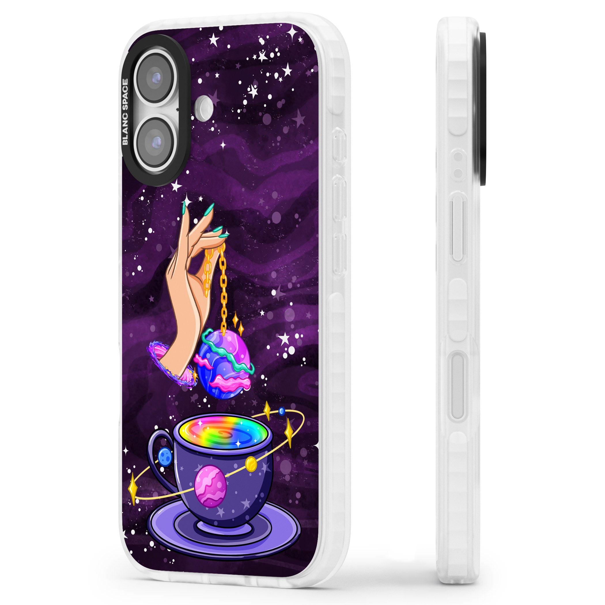 Space Tea iPhone 17 Impact Clear Phone Case Side Profile