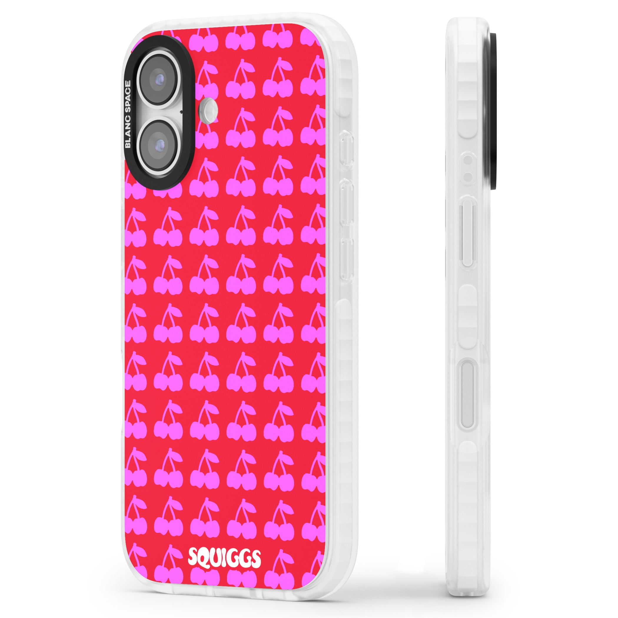 Red Cherries iPhone 17 Impact Clear Phone Case Side Profile