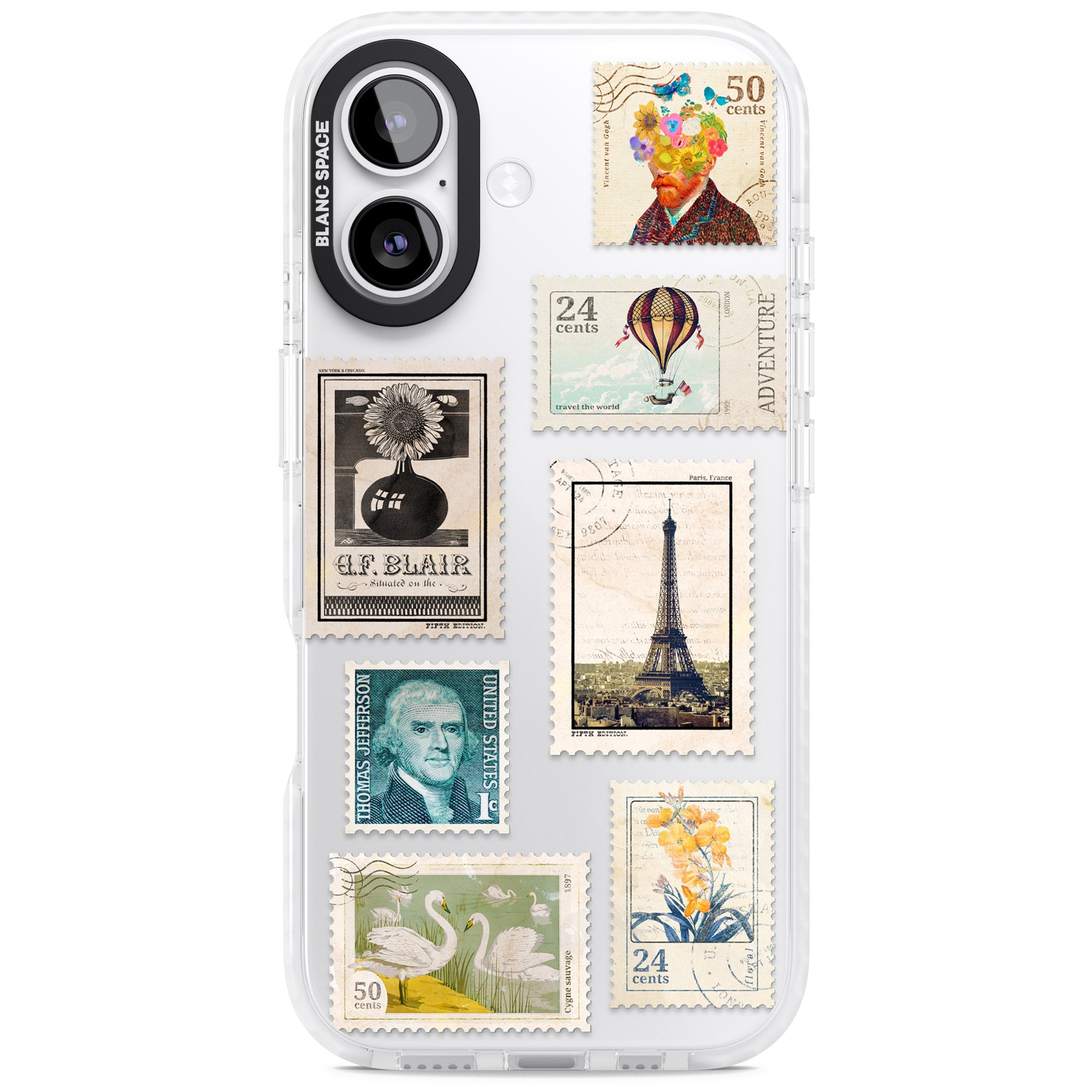 Vintage Stamps iPhone 17 Impact Clear Phone Case