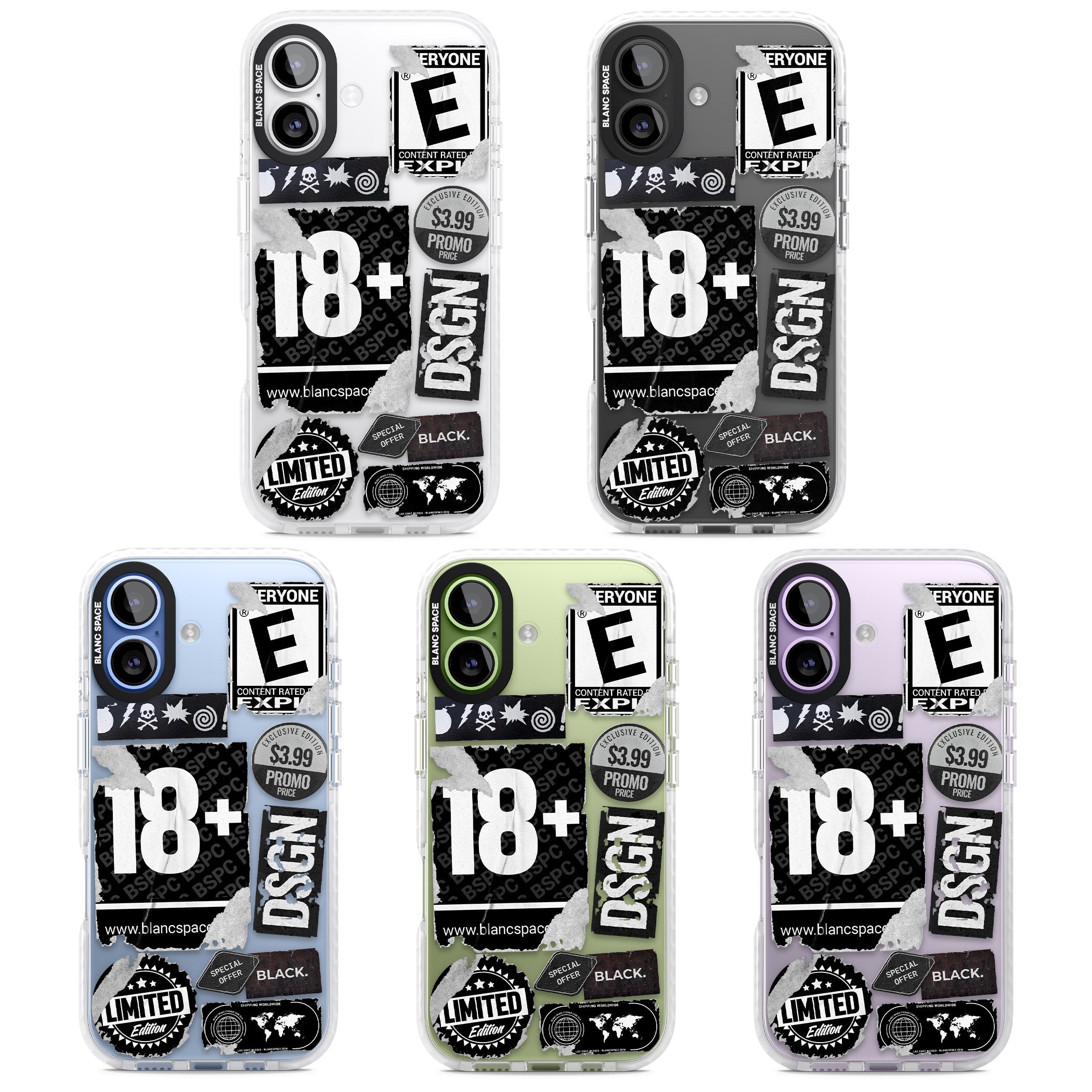 Black Sticker Mix iPhone 17 Impact Clear Phone Case APT Impact Protection