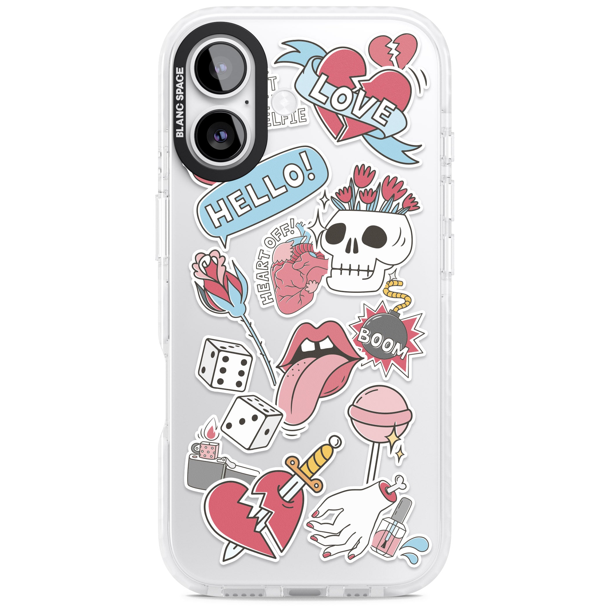 Skull & Flowers Stickers iPhone 17 Impact Clear Phone Case