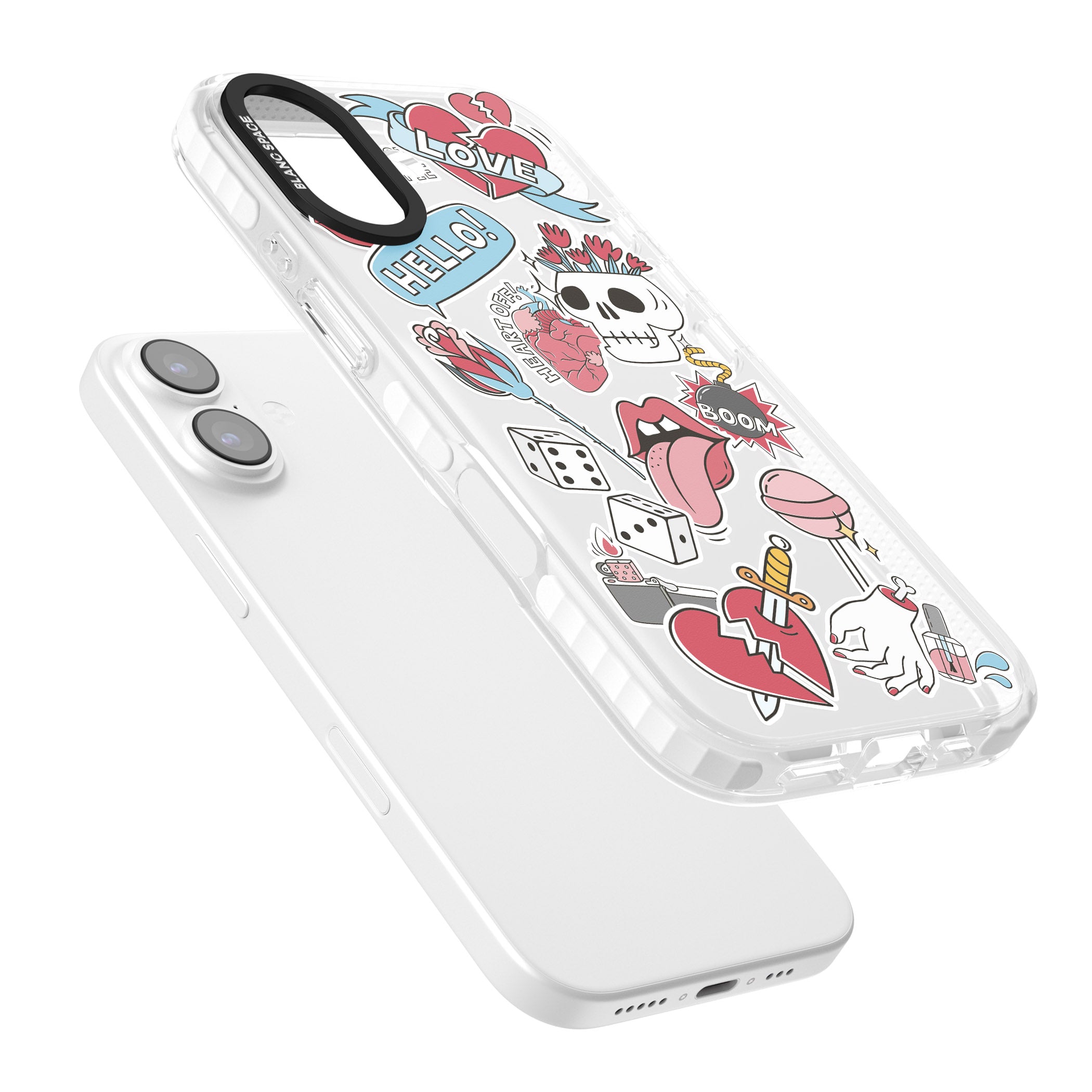 Skull & Flowers Stickers iPhone 17 Impact Clear Phone Case Colours