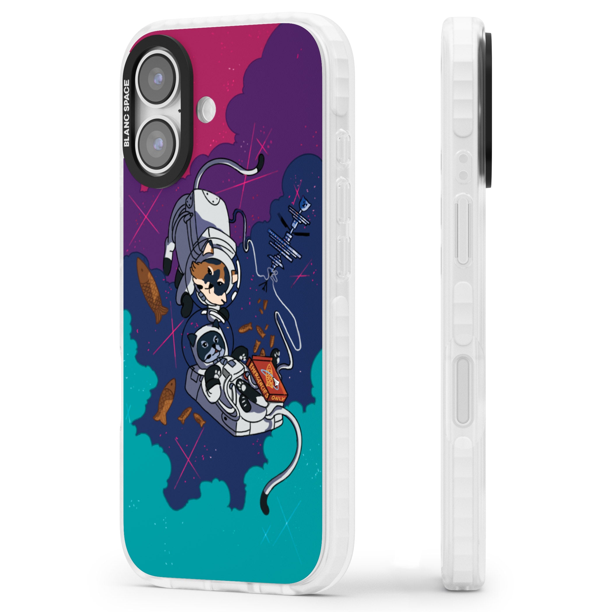 Cats In Space iPhone 17 Impact Clear Phone Case Side Profile