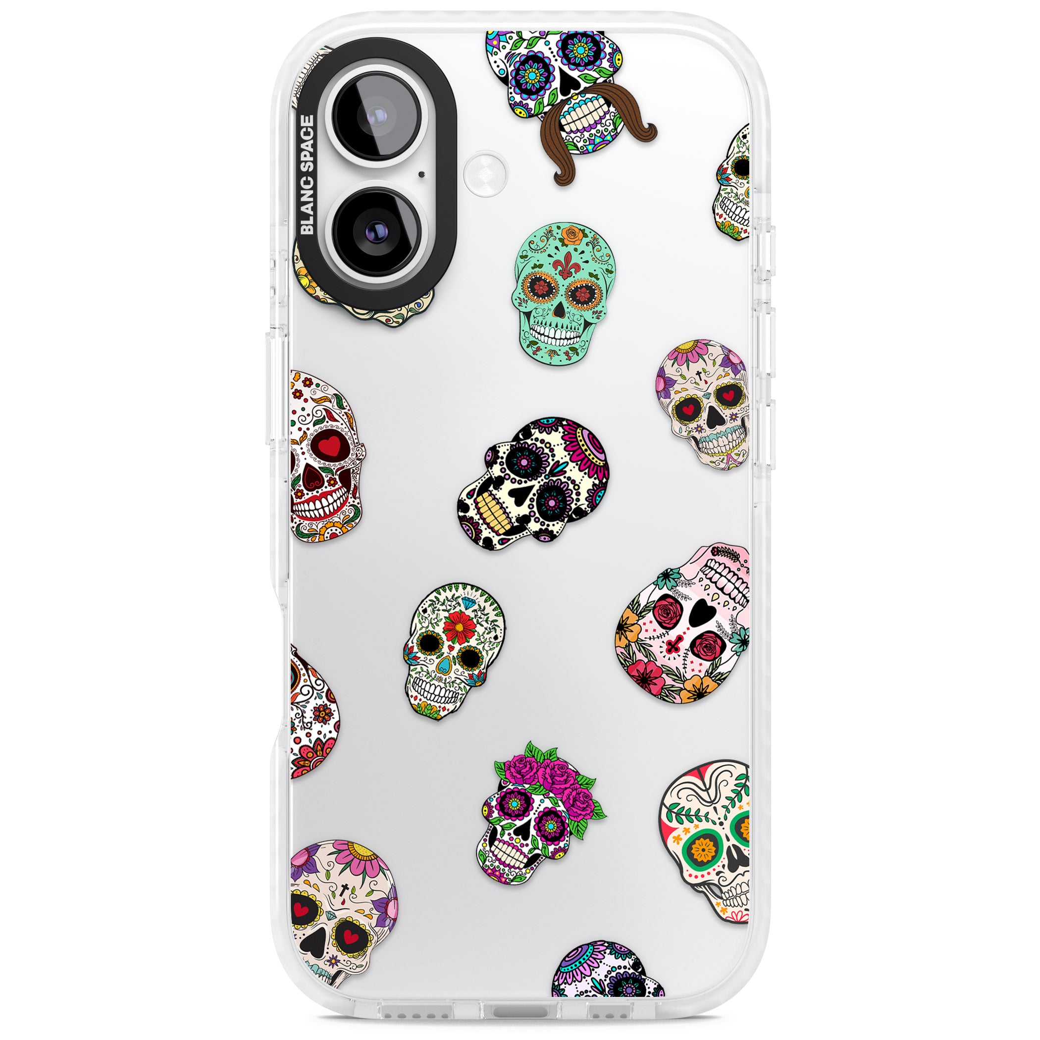 Mixed Sugar Skull Pattern iPhone 17 Impact Clear Phone Case