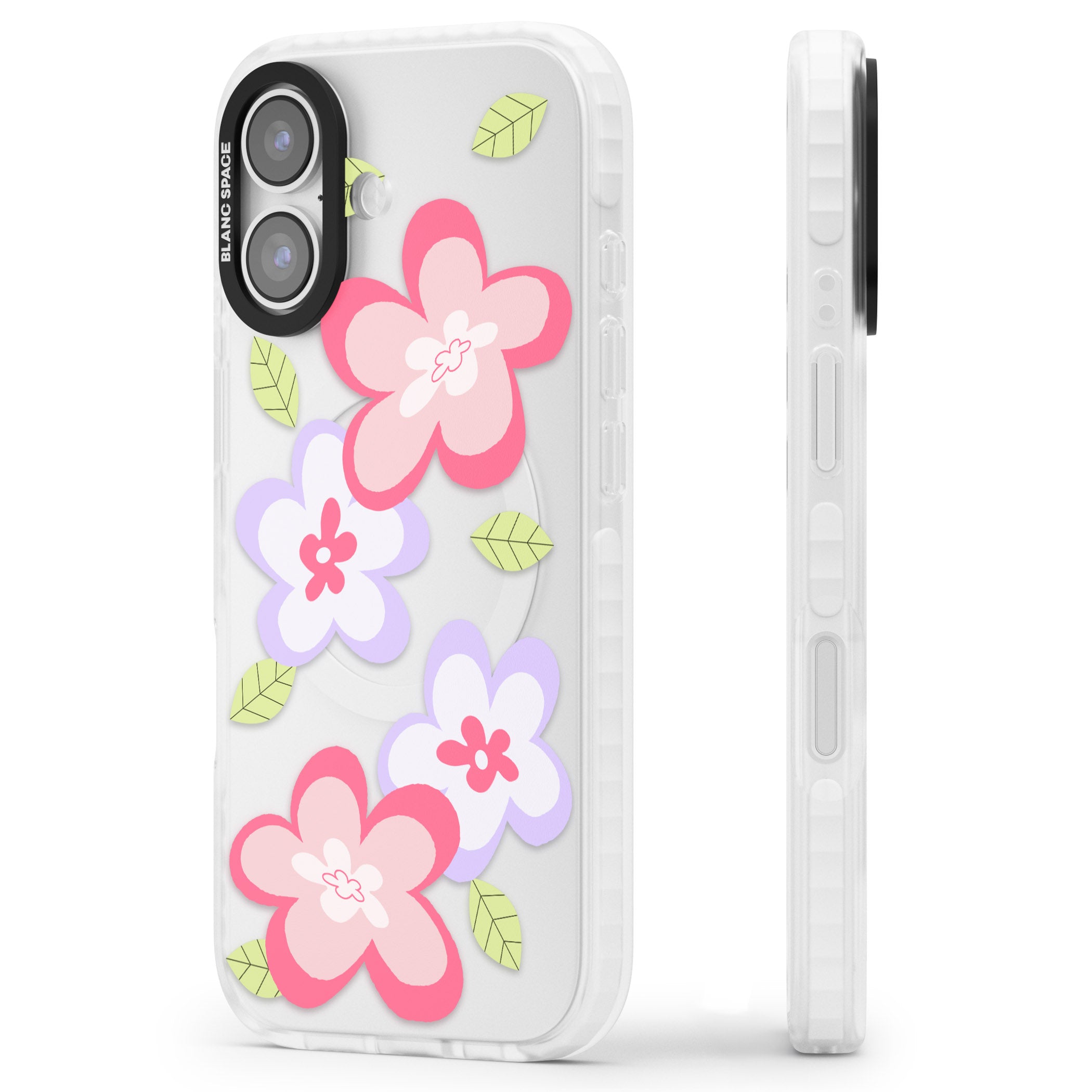 Funky Flowers iPhone 17 Impact Clear Phone Case Side Profile