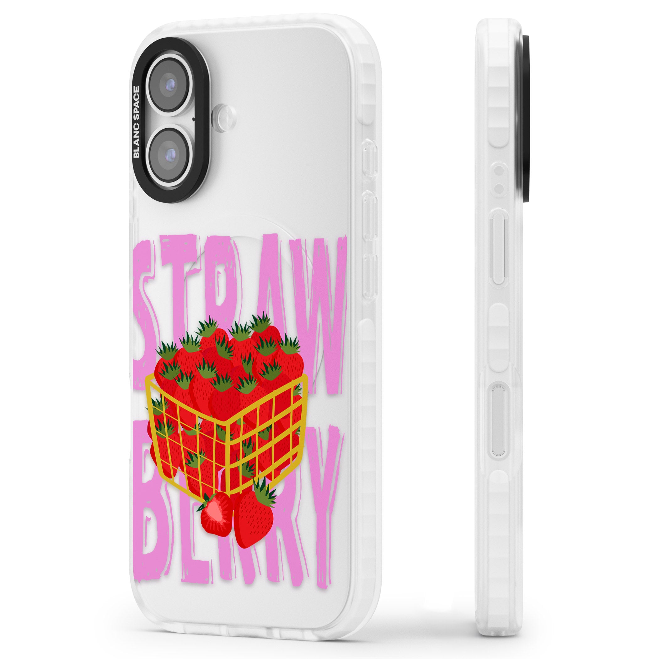 Strawberry Basket iPhone 17 Impact Clear Phone Case Side Profile