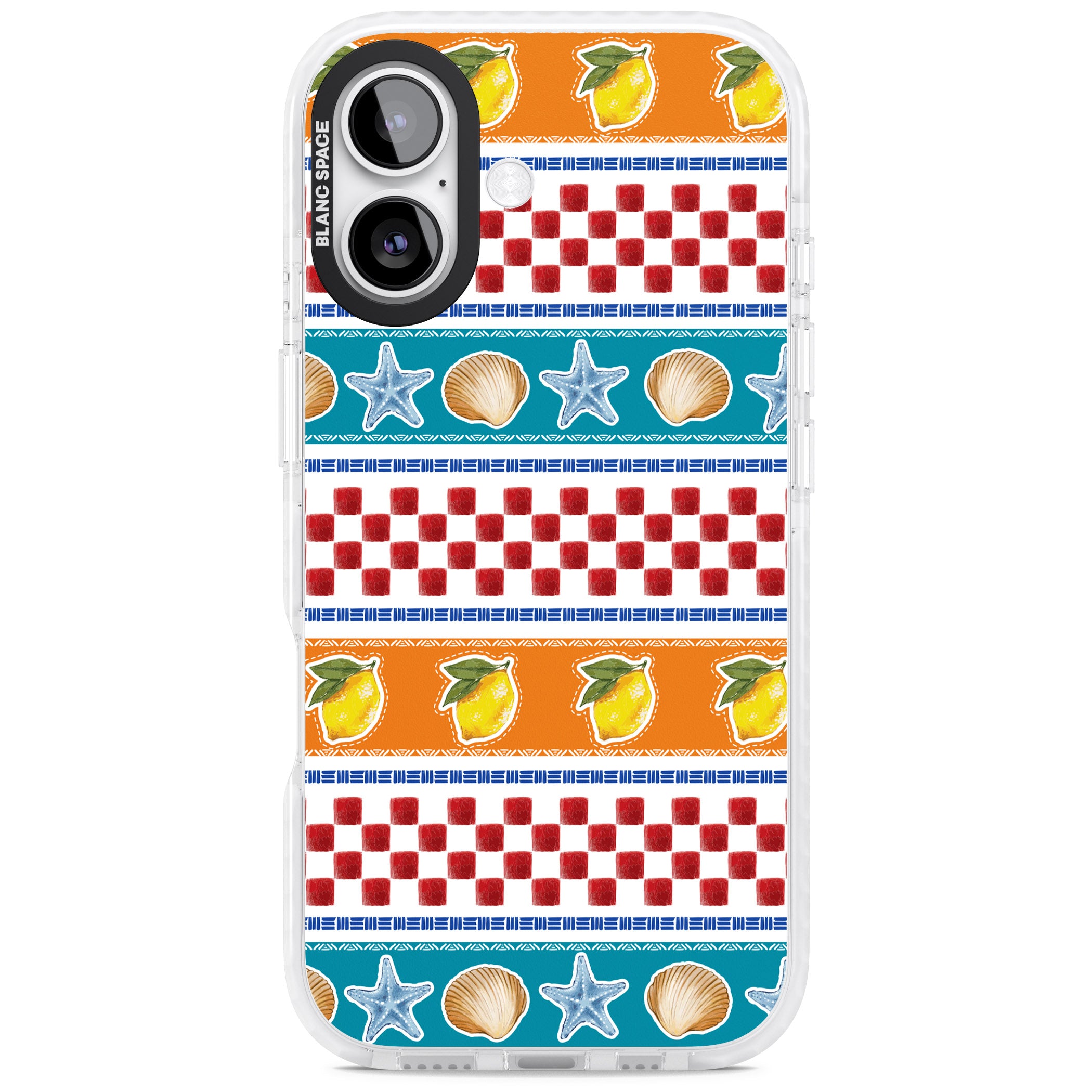 Coastal Italian Check Pattern iPhone 17 Impact Clear Phone Case