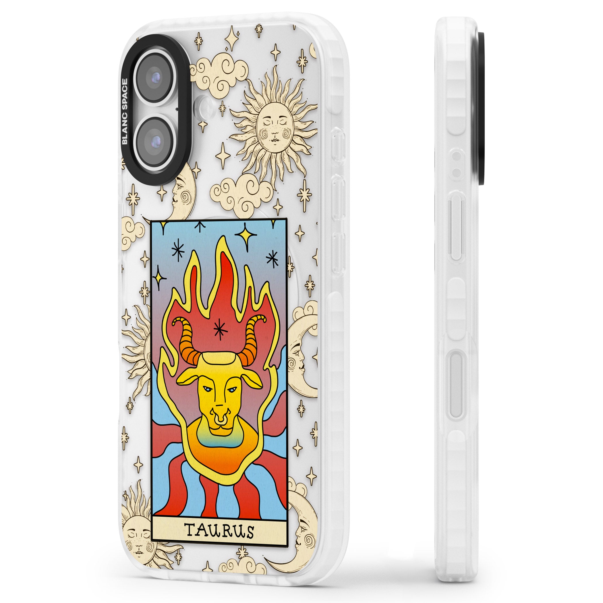 Celestial Zodiac Taurus iPhone 17 Impact Clear Phone Case Side Profile