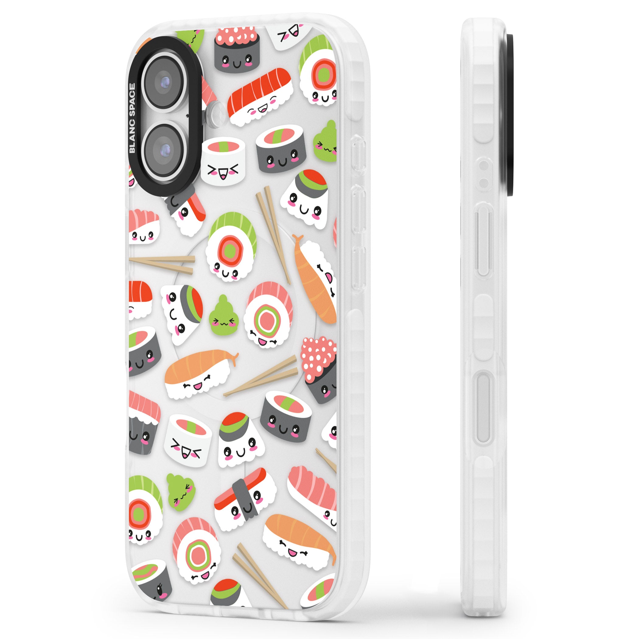 Kawaii Sushi Party iPhone 17 Impact Clear Phone Case Side Profile
