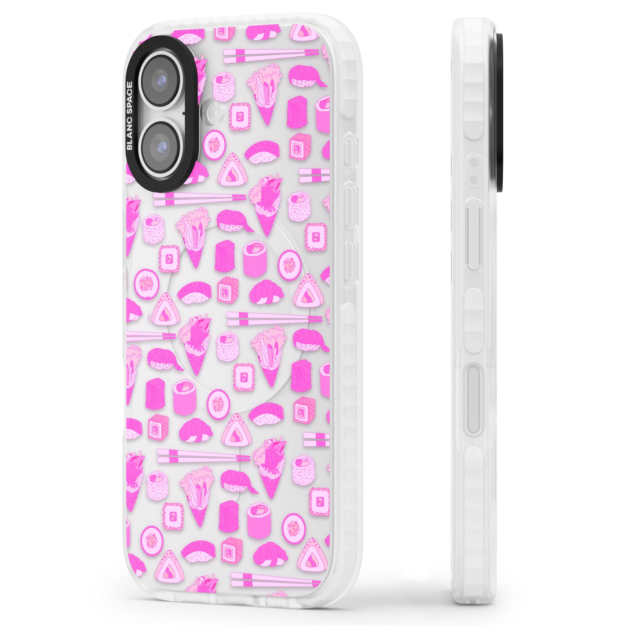 Pink Sushi Pop iPhone 17 Impact Clear Phone Case Side Profile