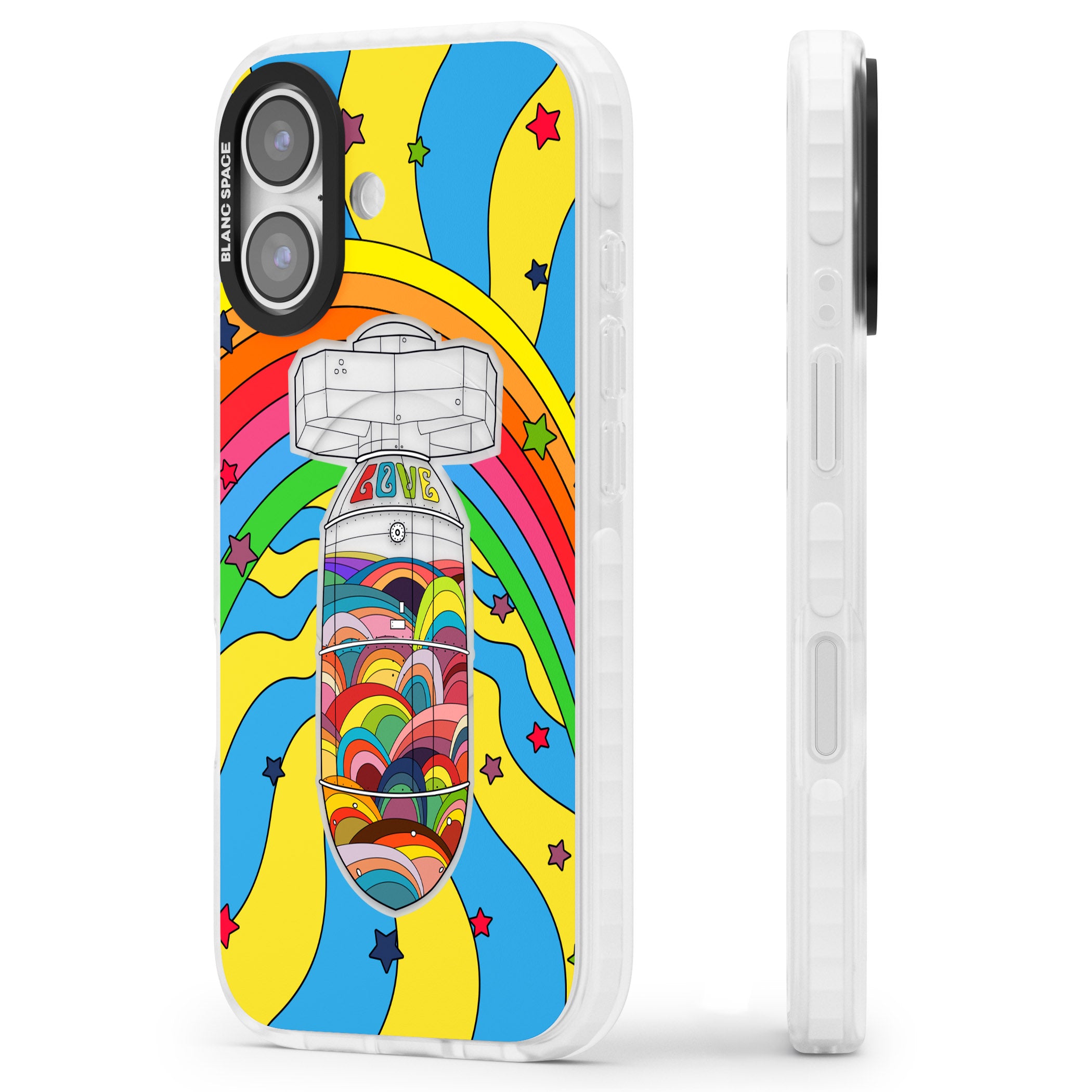 Love Bomb iPhone 17 Impact Clear Phone Case Side Profile