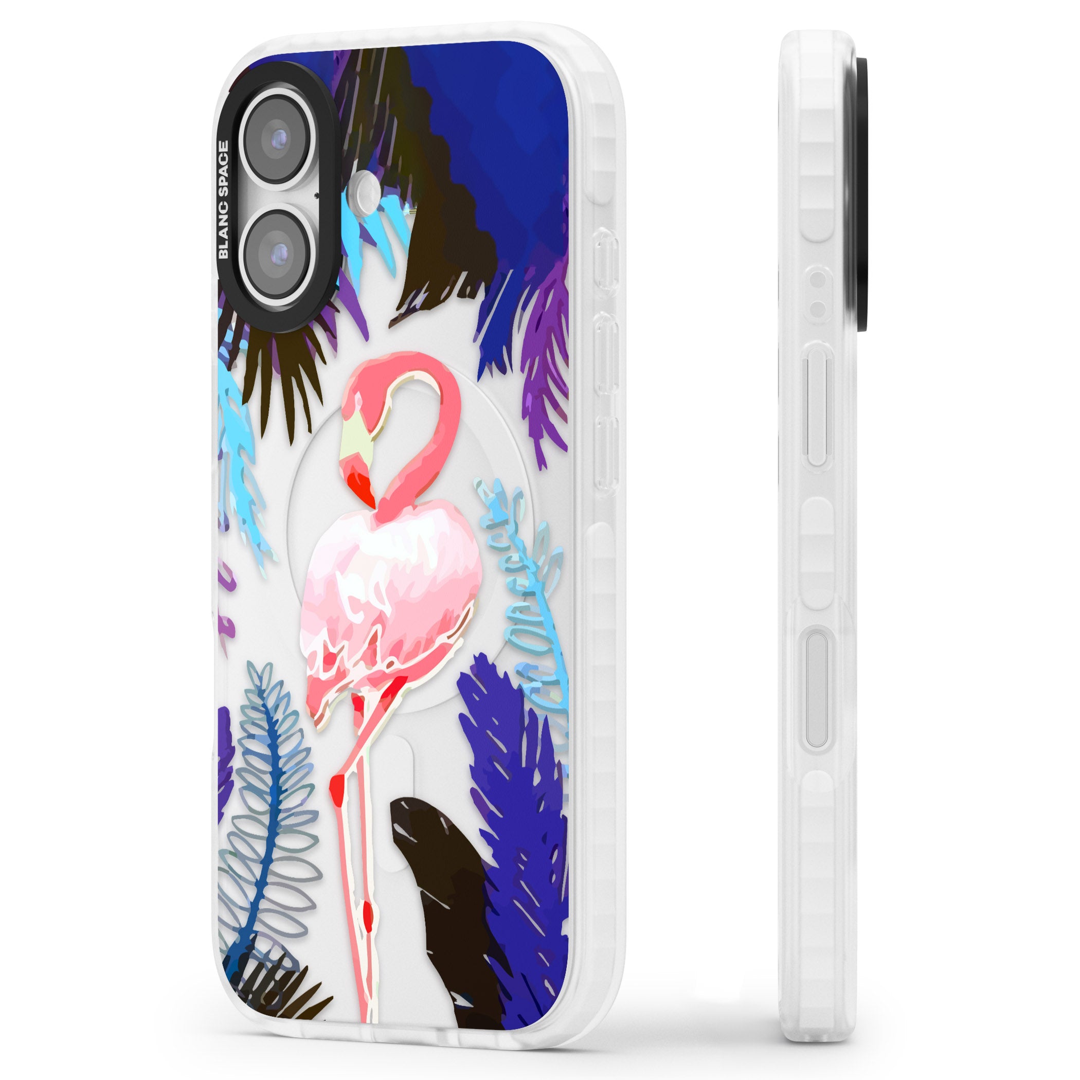 Tropical Flamingo iPhone 17 Impact Clear Phone Case Side Profile