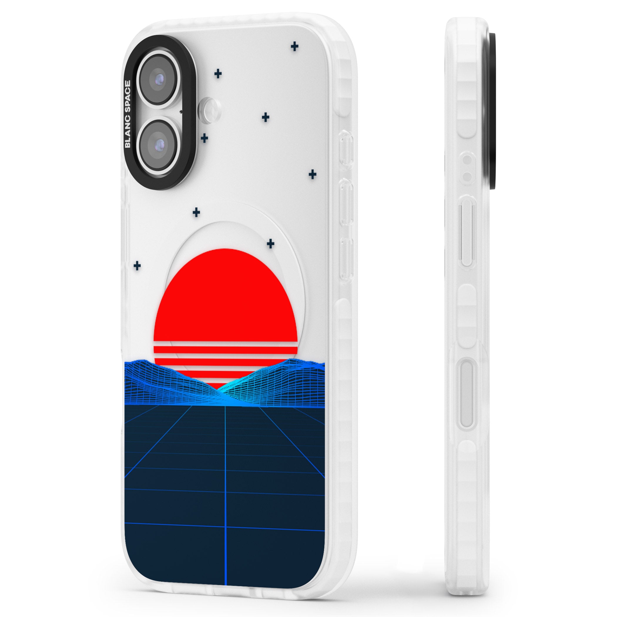 Japanese Sunset Vaporwave iPhone 17 Impact Clear Phone Case Side Profile