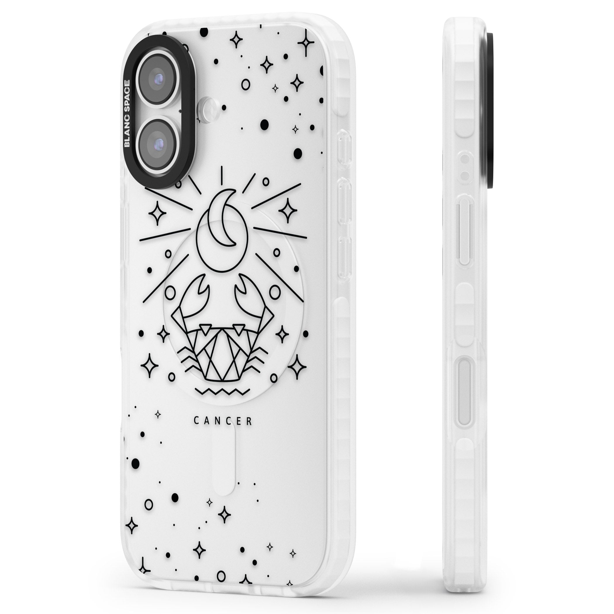 Zodiac Cancer Moon iPhone 17 Impact Clear Phone Case Side Profile
