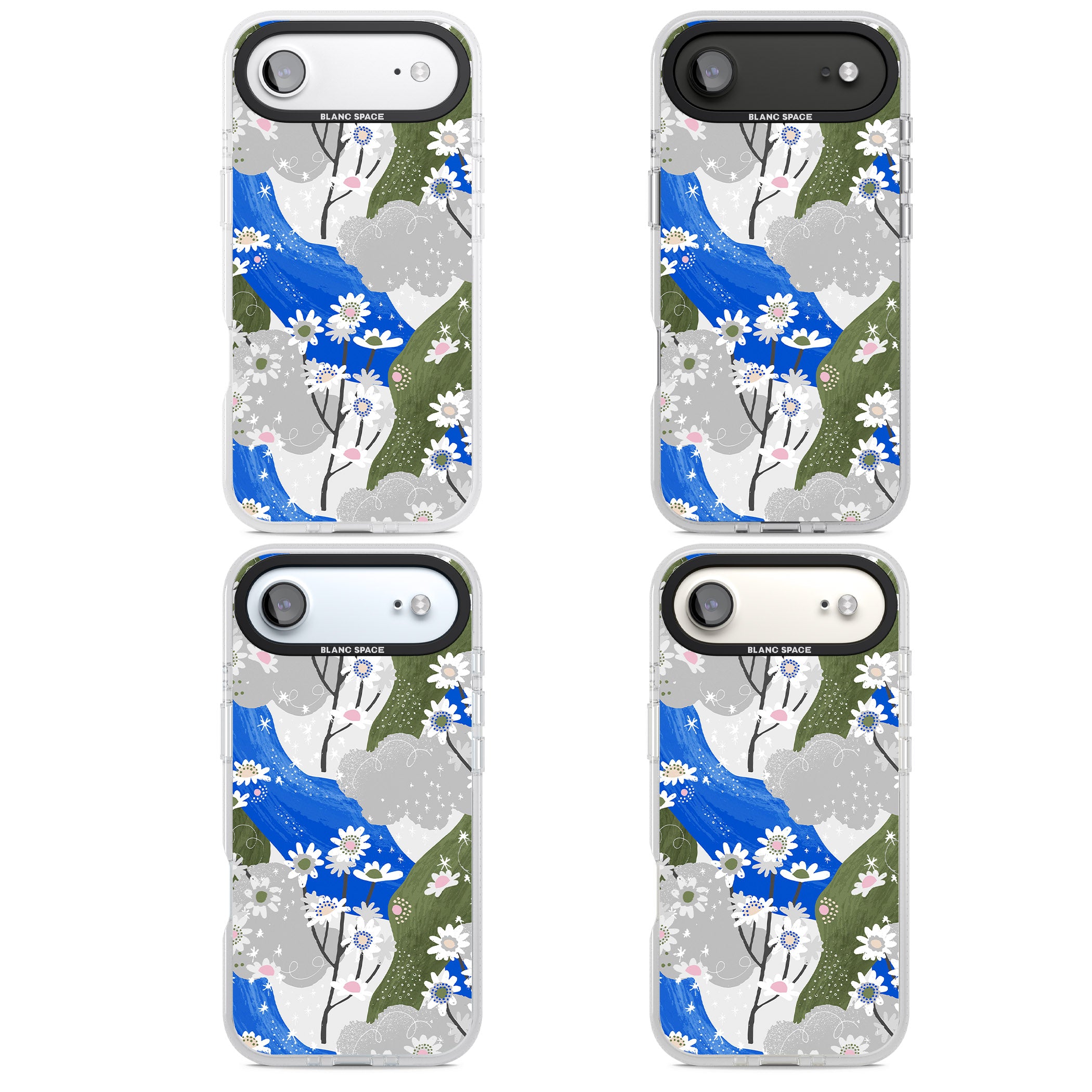 Blue & Grey Daisies Pattern iPhone 17 Air Impact Air Clear Phone Case APT Impact Protection
