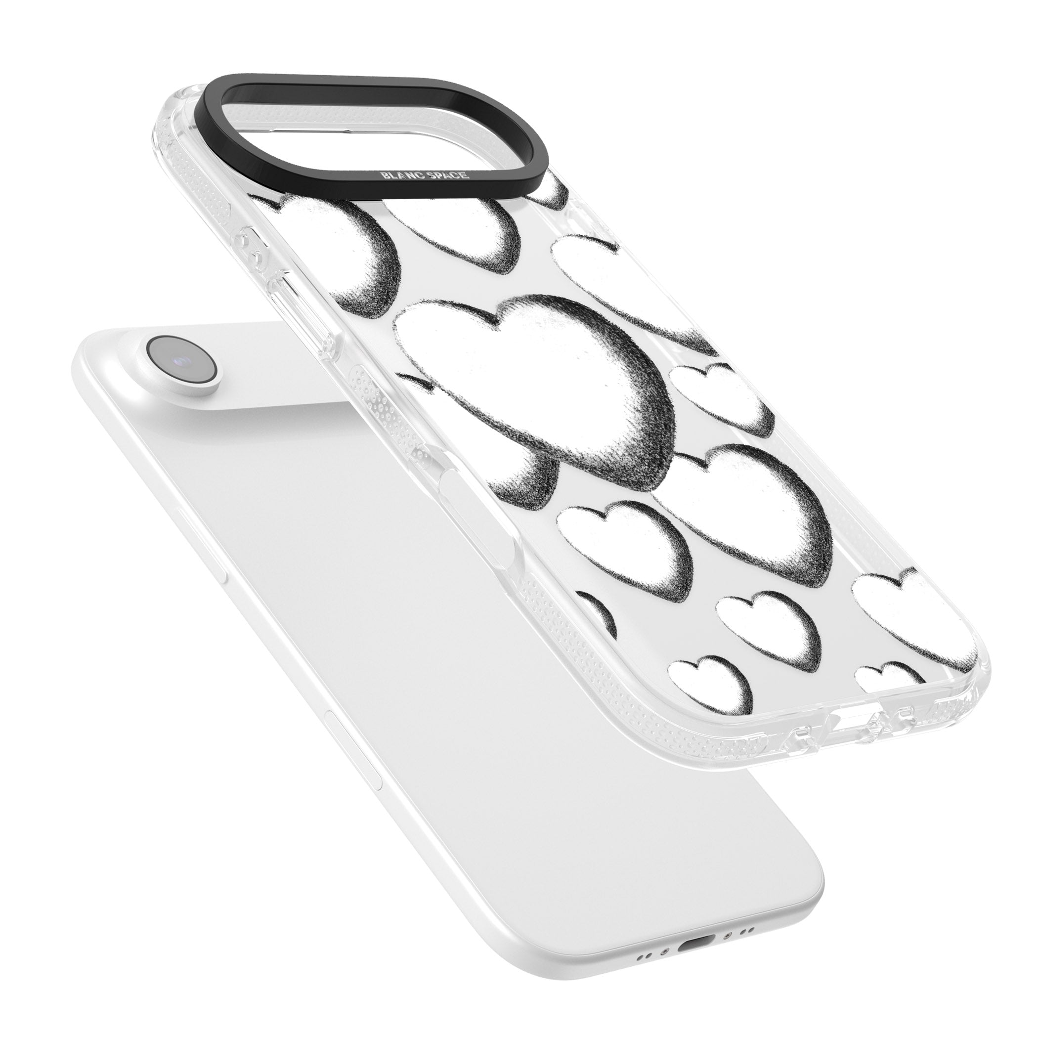 Hand Drawn Hearts iPhone 17 Air Impact Air Clear Phone Case Colours