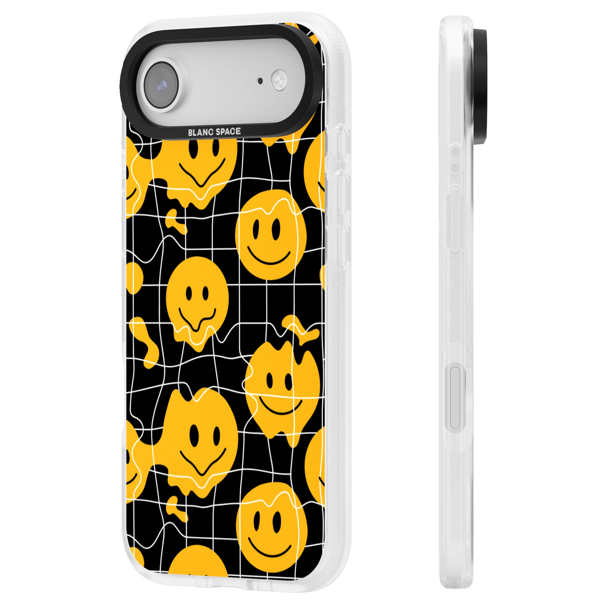 Acid Face Grid Pattern iPhone 17 Air Impact Air Clear Phone Case Side Profile