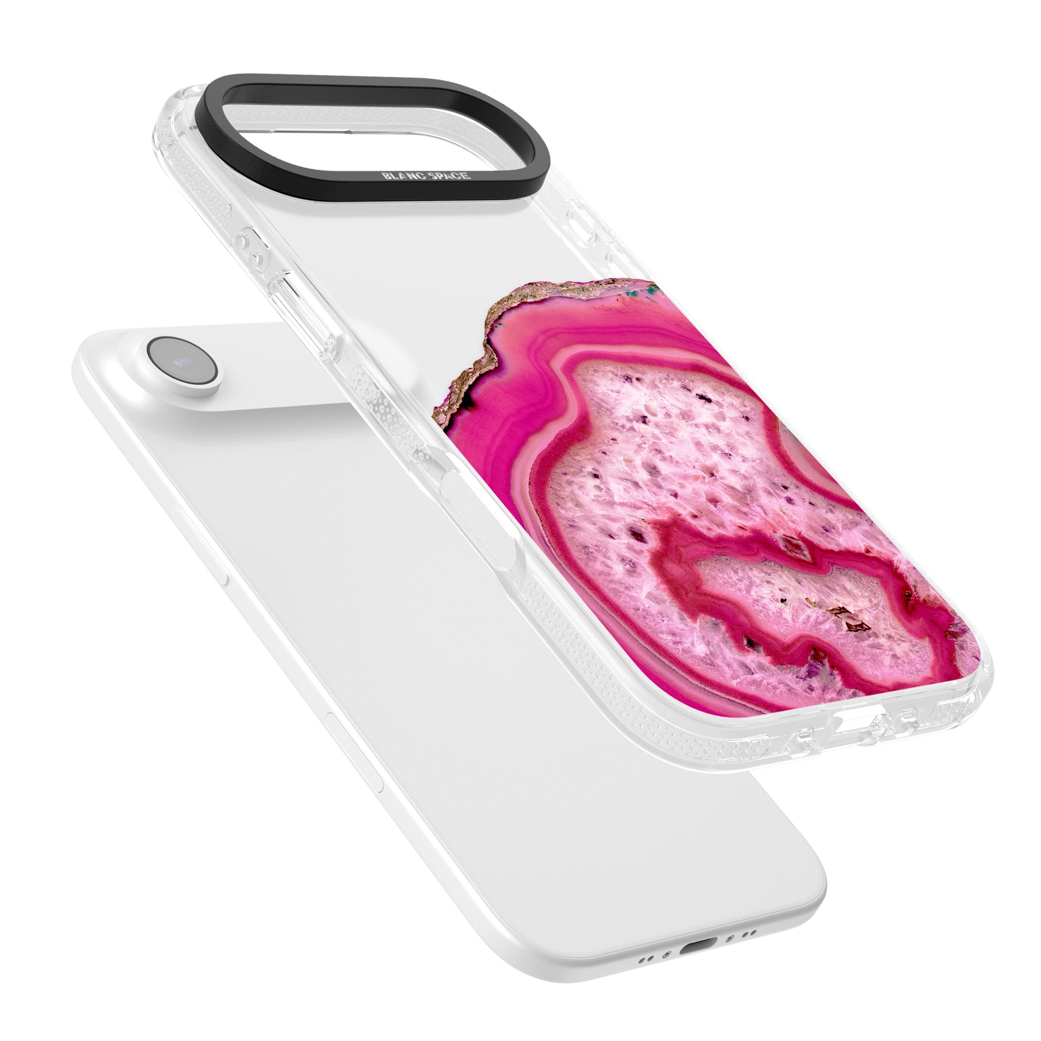 Pink Geode Crystal iPhone 17 Air Impact Air Clear Phone Case Colours