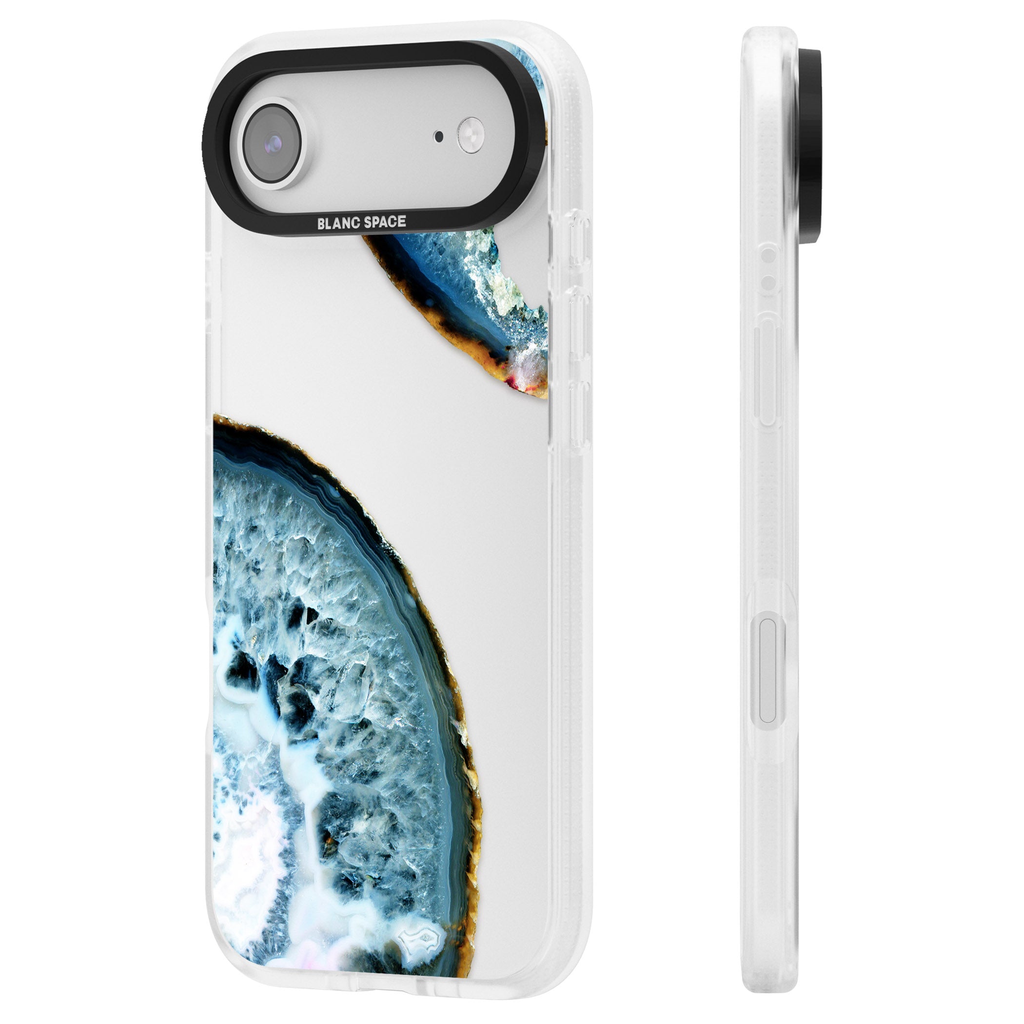 Blue Agate Slice iPhone 17 Air Impact Air Clear Phone Case Side Profile