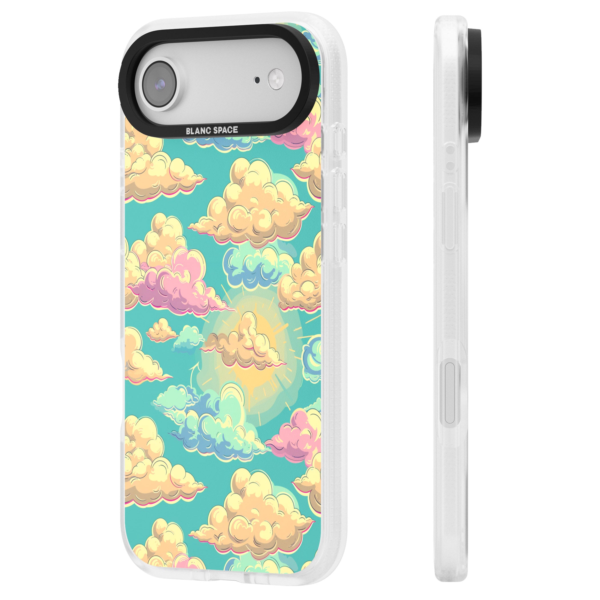 Pastel Clouds iPhone 17 Air Impact Air Clear Phone Case Side Profile