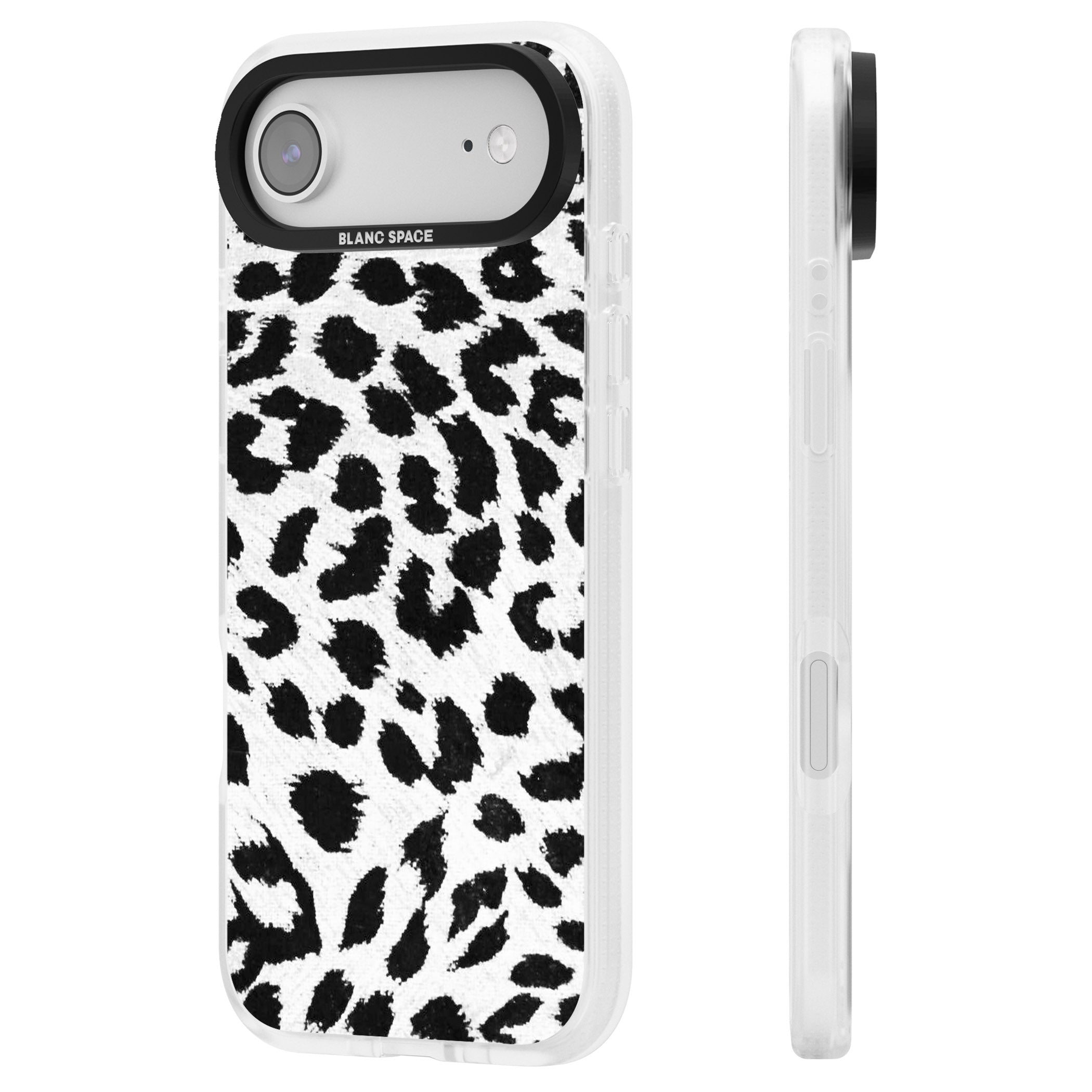 Rar Leopard Print White iPhone 17 Air Impact Air Clear Phone Case Side Profile