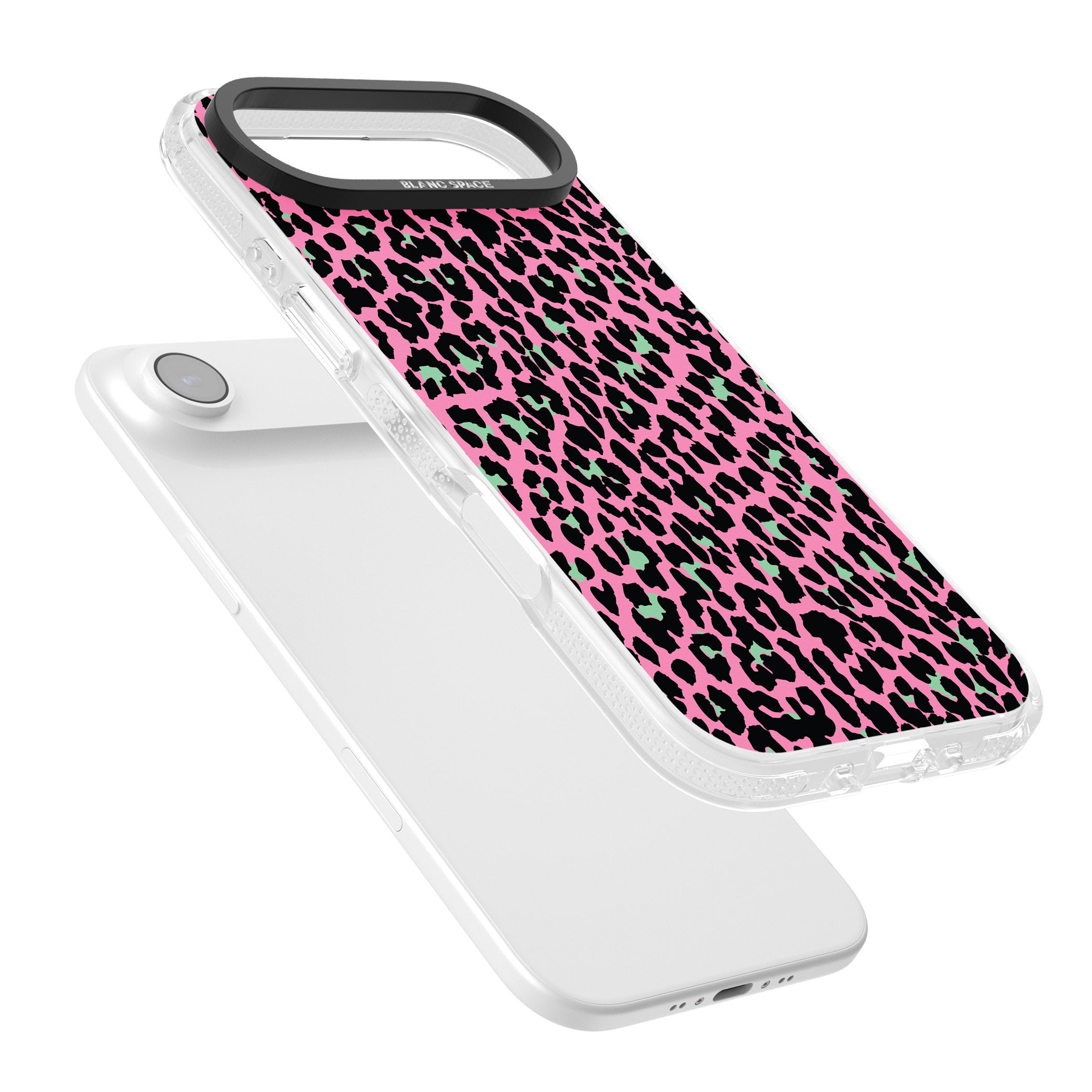 Pink & Green Leopard iPhone 17 Air Impact Air Clear Phone Case Colours