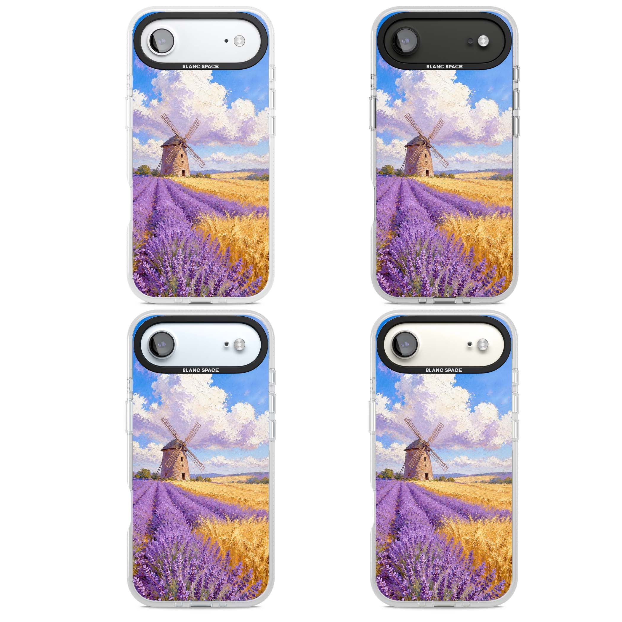 Lavender Mill cottagecore iPhone case featuring a French windmill, lavender field and golden wheat oil painting | Clear Case Impact Air case for iPhone Air