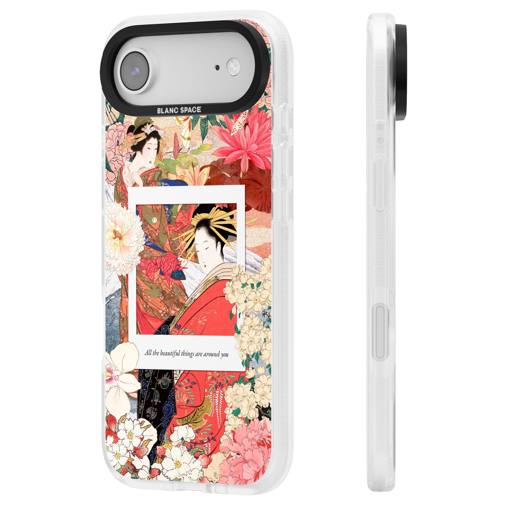 Woodblock Geisha iPhone 17 Air Impact Air Clear Phone Case Side Profile