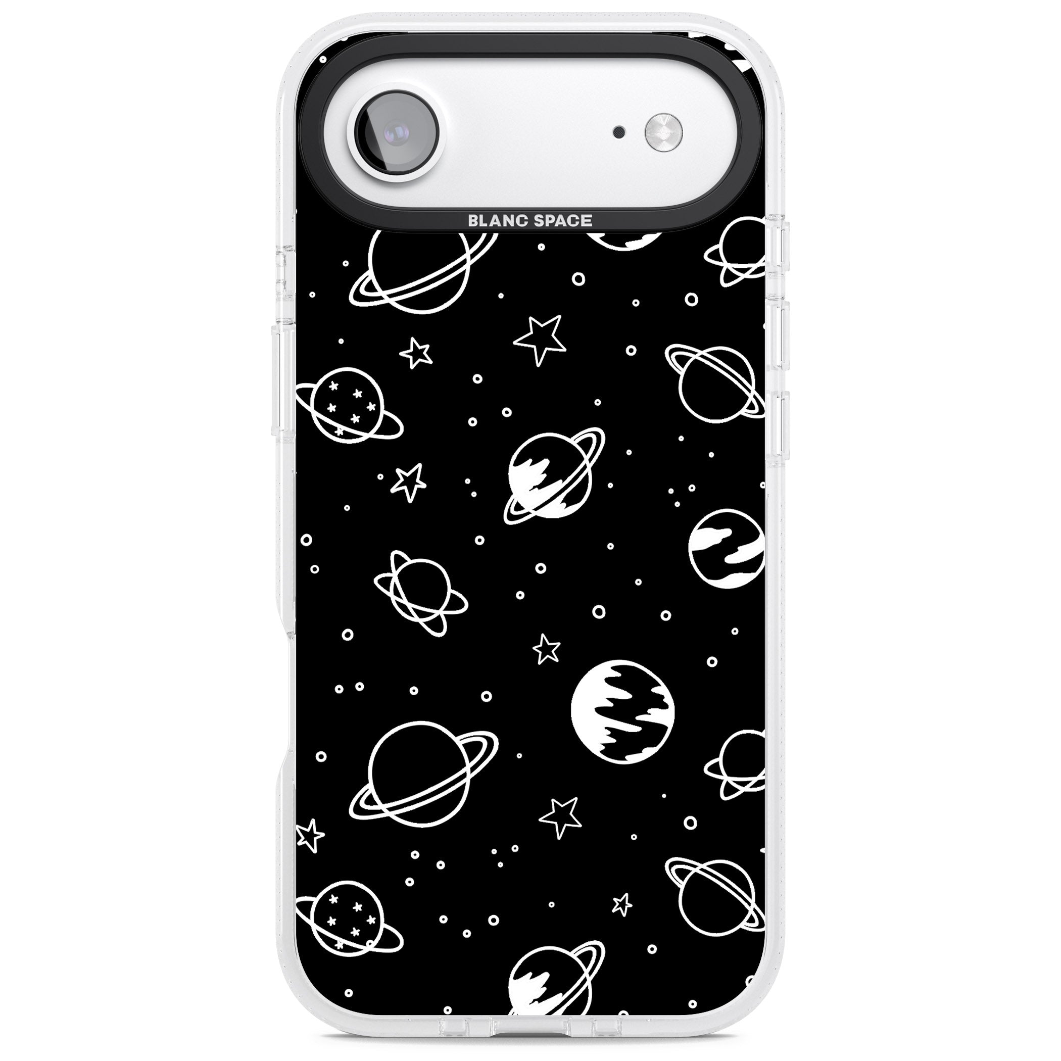 Cosmic Sketch White Black iPhone 17 Air Impact Air Clear Phone Case