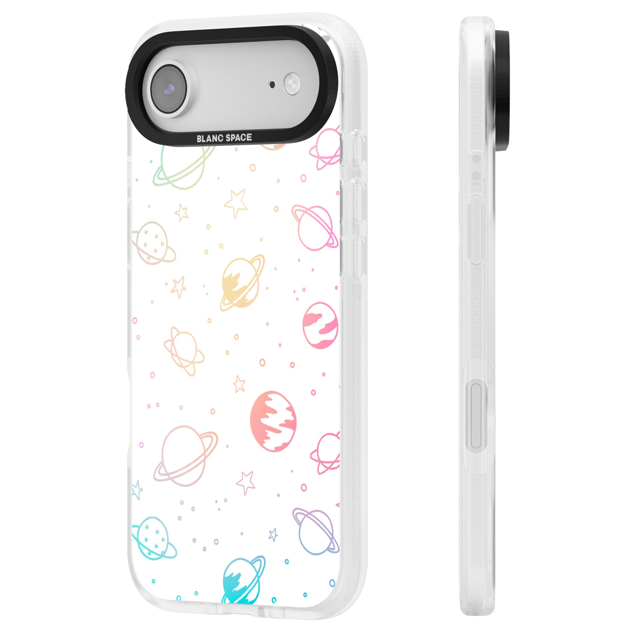 Pastel Cosmic Galaxy iPhone 17 Air Impact Air Clear Phone Case Side Profile