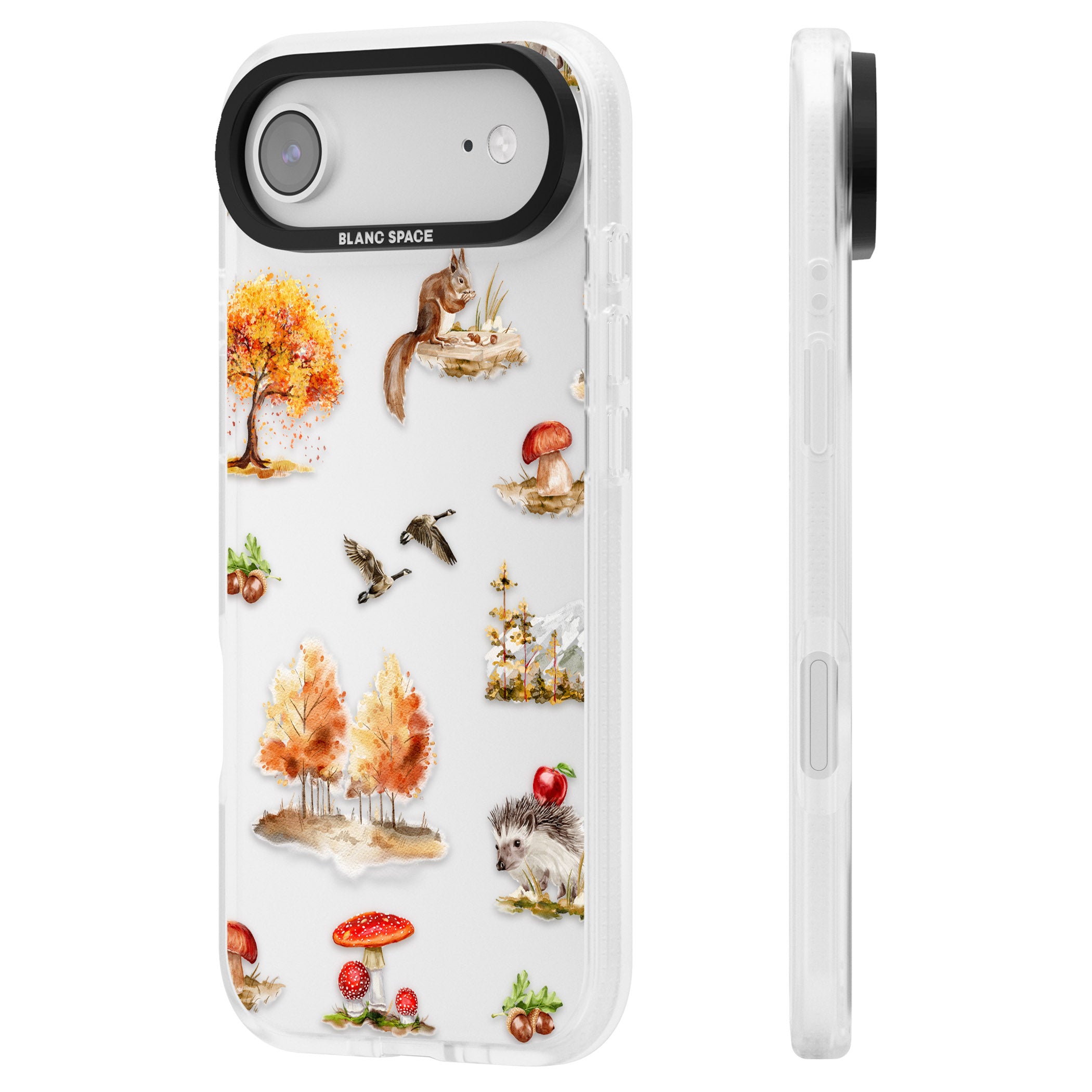 Fall Forest Friends iPhone 17 Air Impact Air Clear Phone Case Side Profile