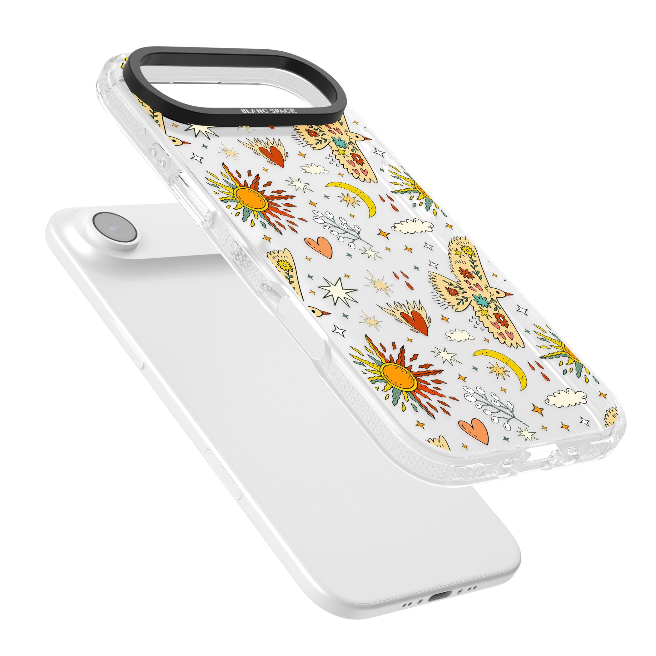 Boho Celestial Floral Bird Sun iPhone 17 Air Impact Air Clear Phone Case Colours