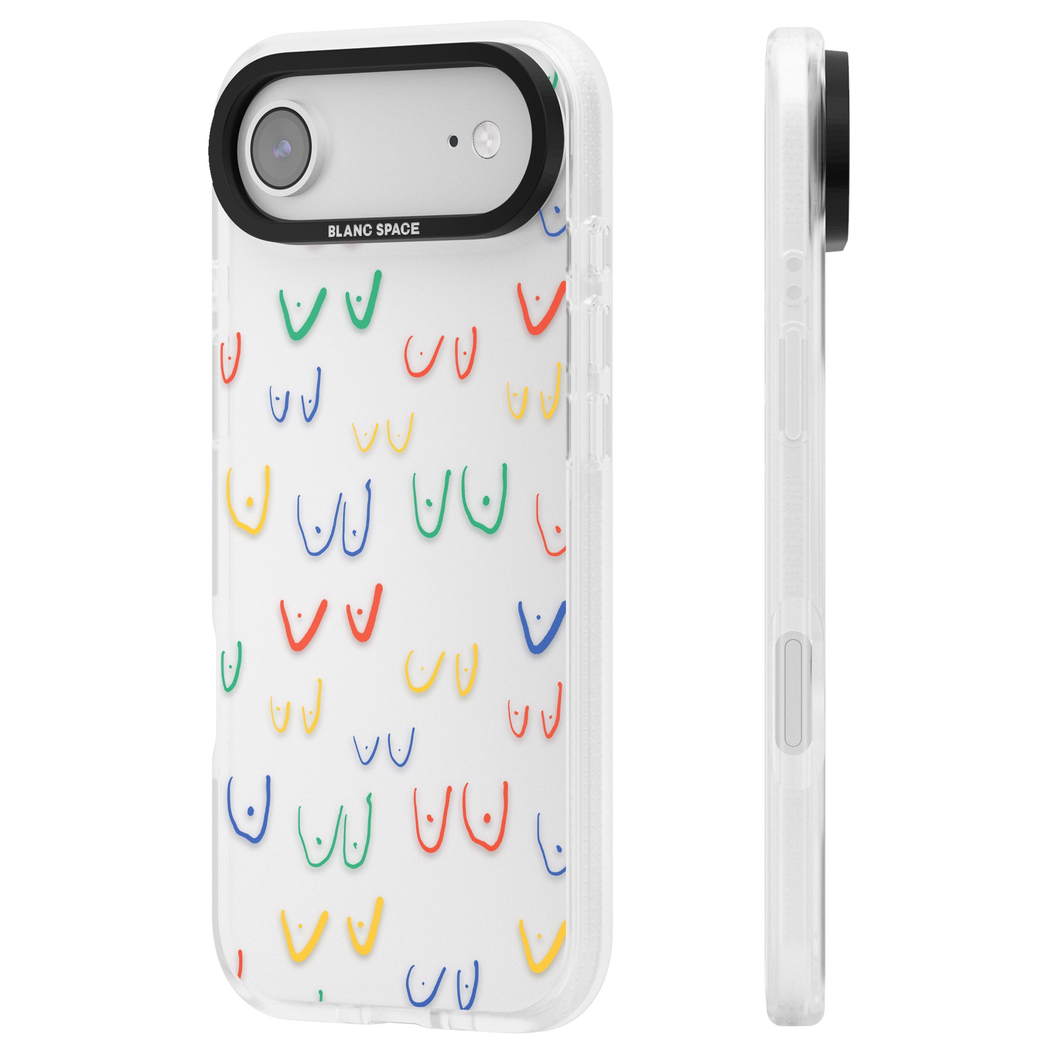 Boob Pattern (Mixed Colours) iPhone 17 Air Impact Air Clear Phone Case Side Profile