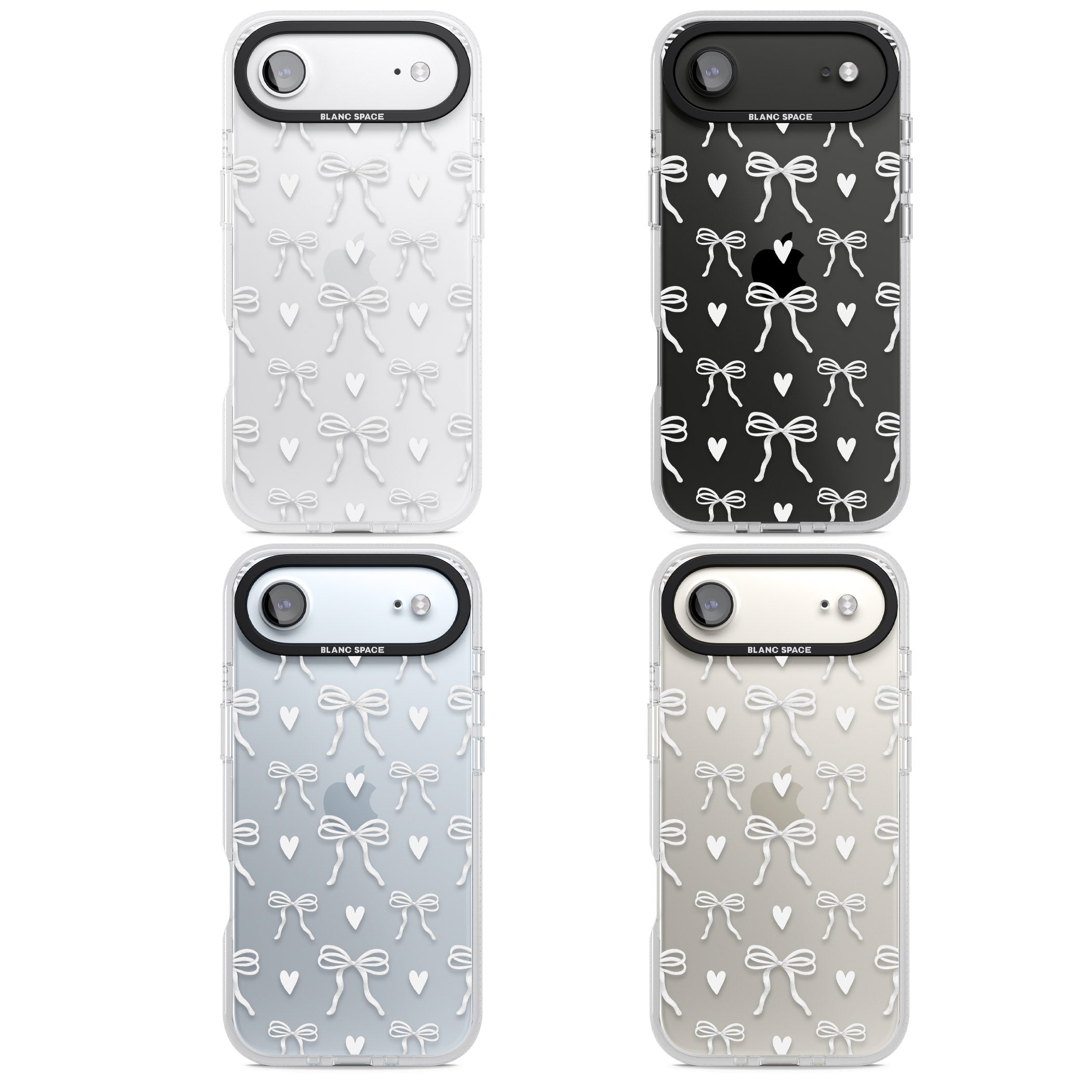 White Bows & Hearts iPhone 17 Air Impact Air Clear Phone Case APT Impact Protection