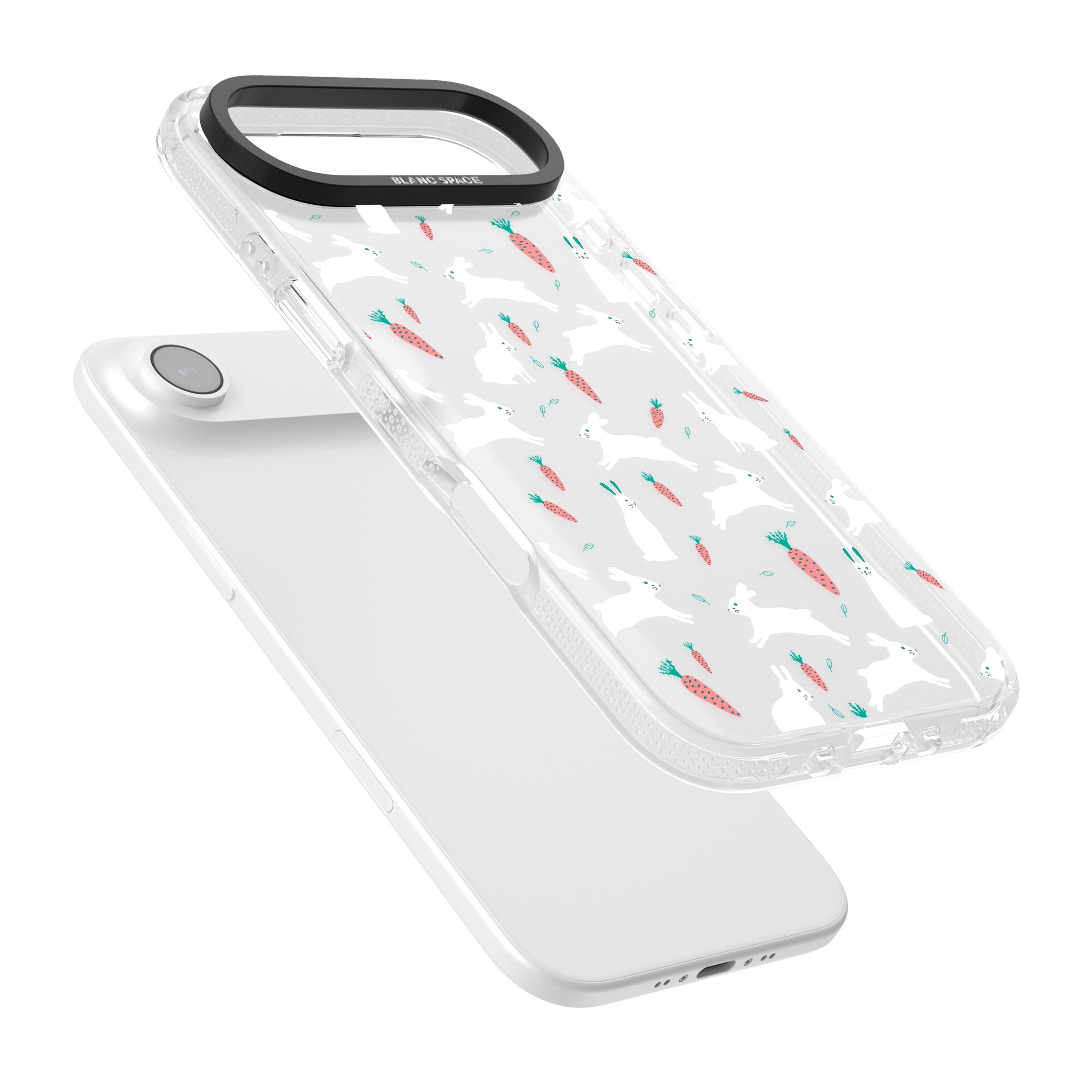 White Bunnies And Carrots iPhone 17 Air Impact Air Clear Phone Case Colours
