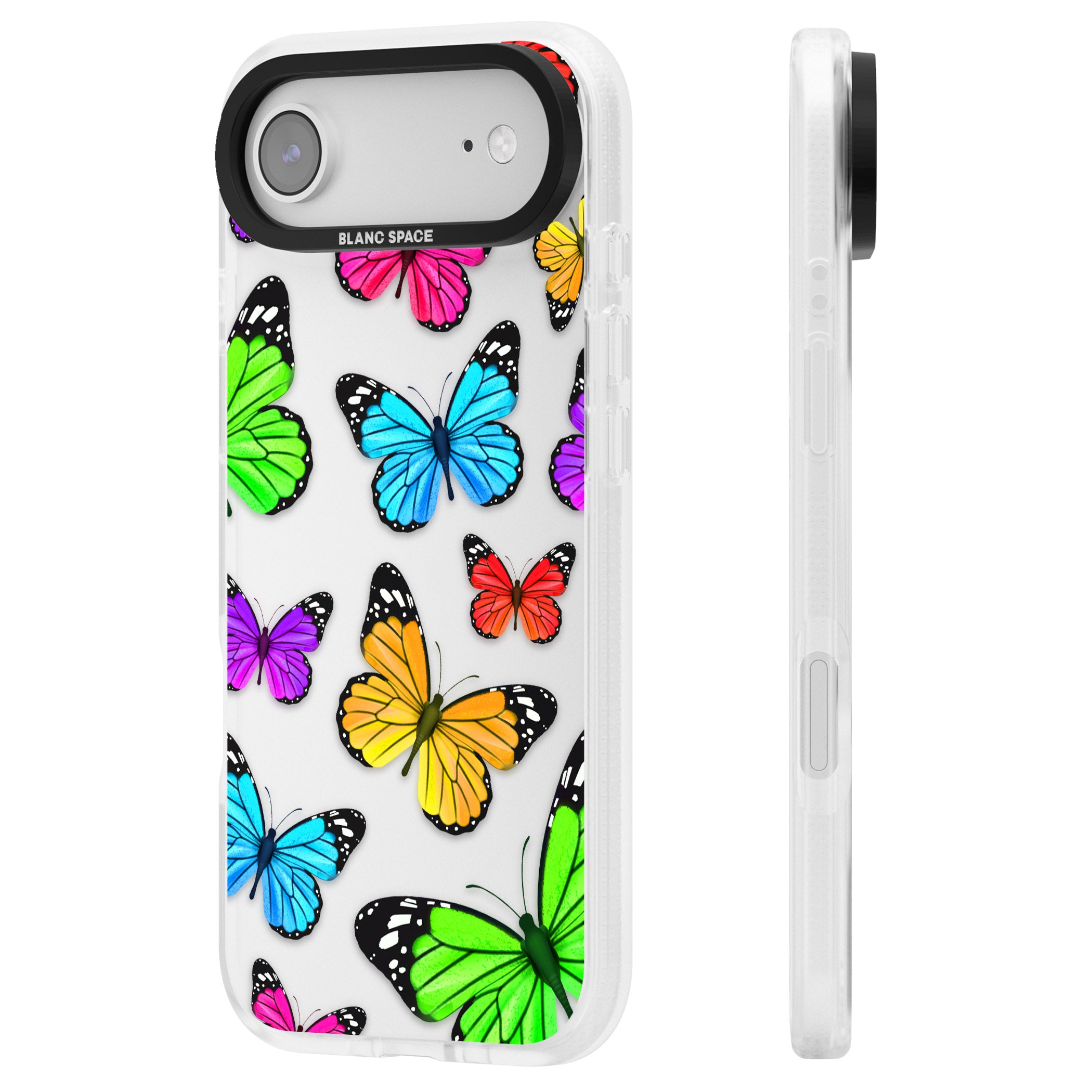 Vibrant Butterflies iPhone 17 Air Impact Air Clear Phone Case Side Profile