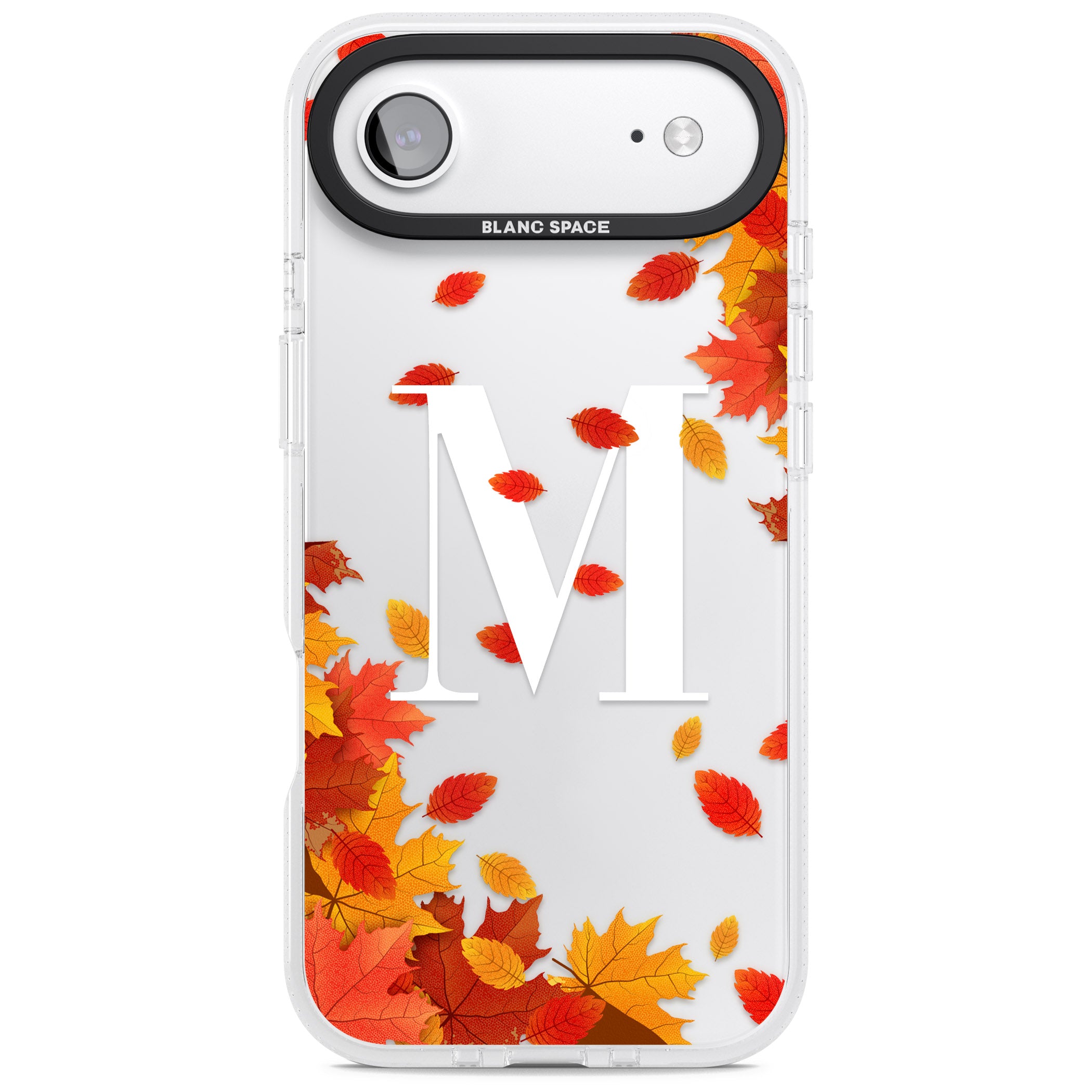 Personalised Autumn Leaves Monogram iPhone 17 Air Impact Air Clear Phone Case