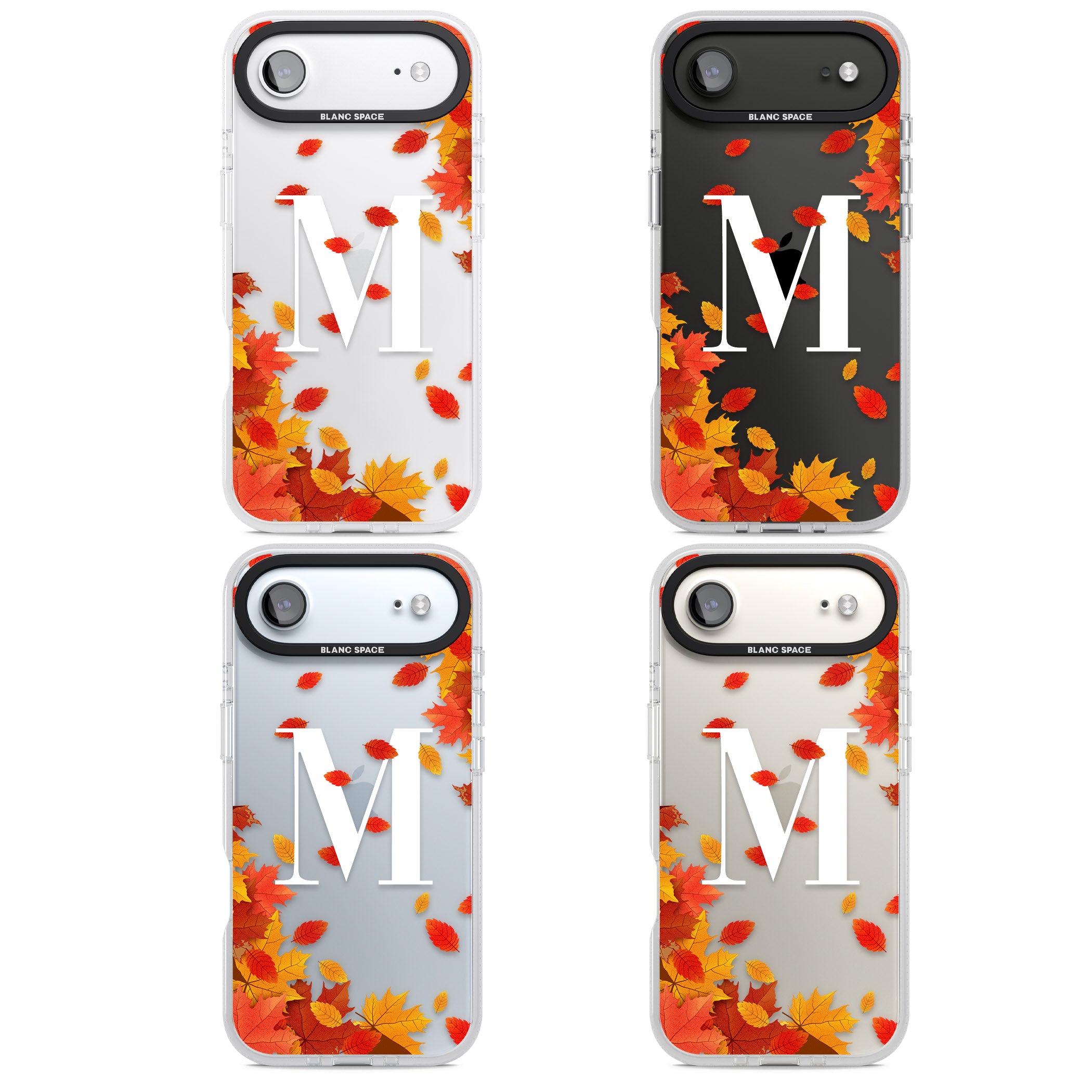 Personalised Autumn Leaves Monogram iPhone 17 Air Impact Air Clear Phone Case APT Impact Protection