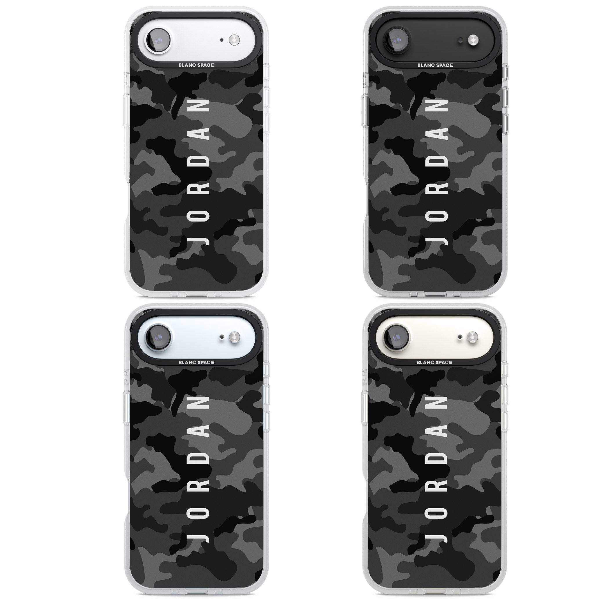 Personalised Black Camouflage Name iPhone 17 Air Impact Air Clear Phone Case APT Impact Protection
