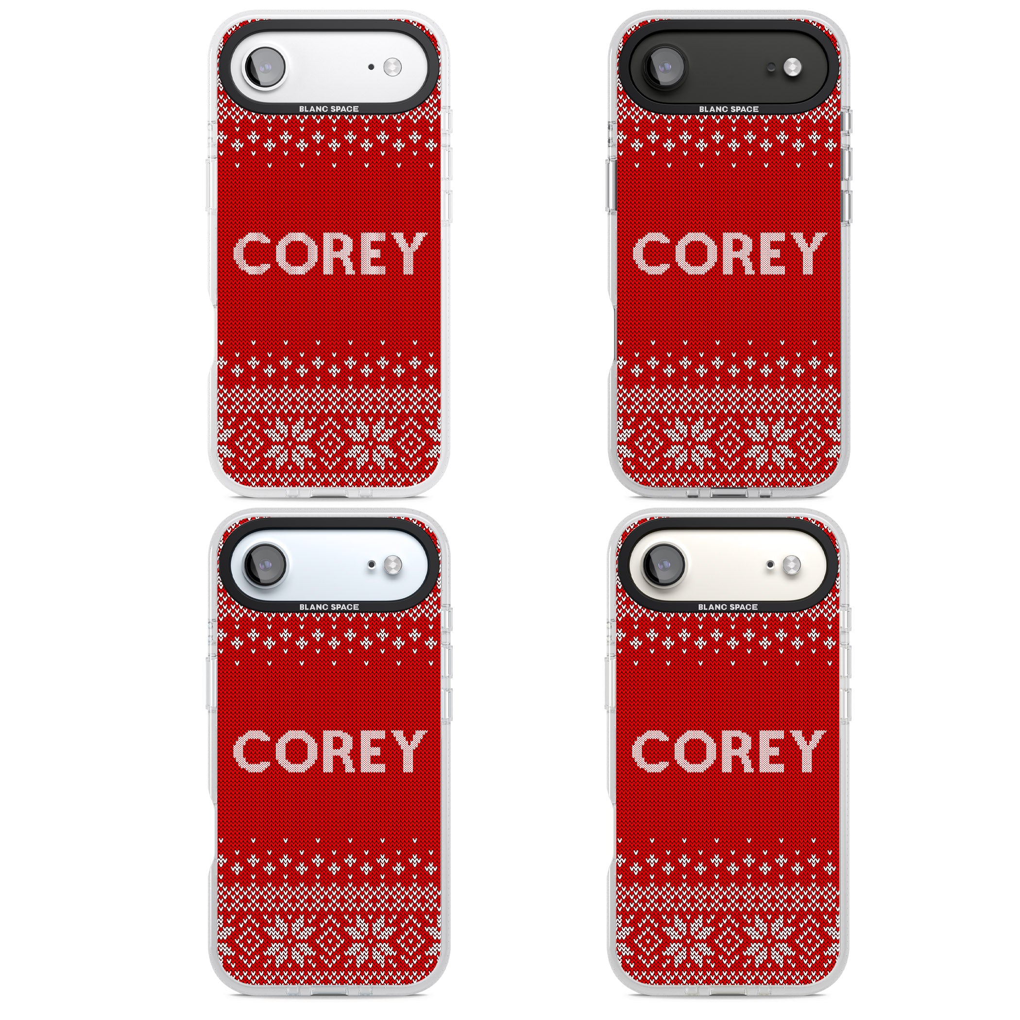 Personalised Red Christmas Knit iPhone 17 Air Impact Air Clear Phone Case APT Impact Protection