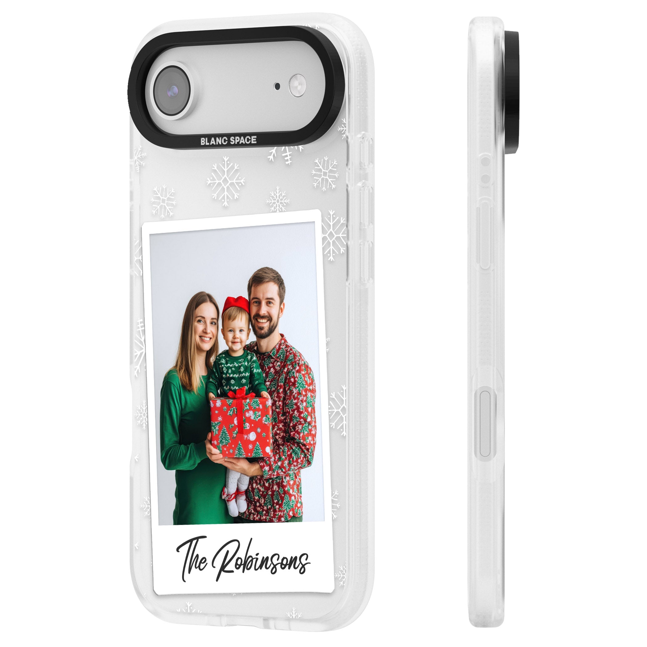 Personalised Snowflake Photo iPhone 17 Air Impact Air Clear Phone Case Side Profile