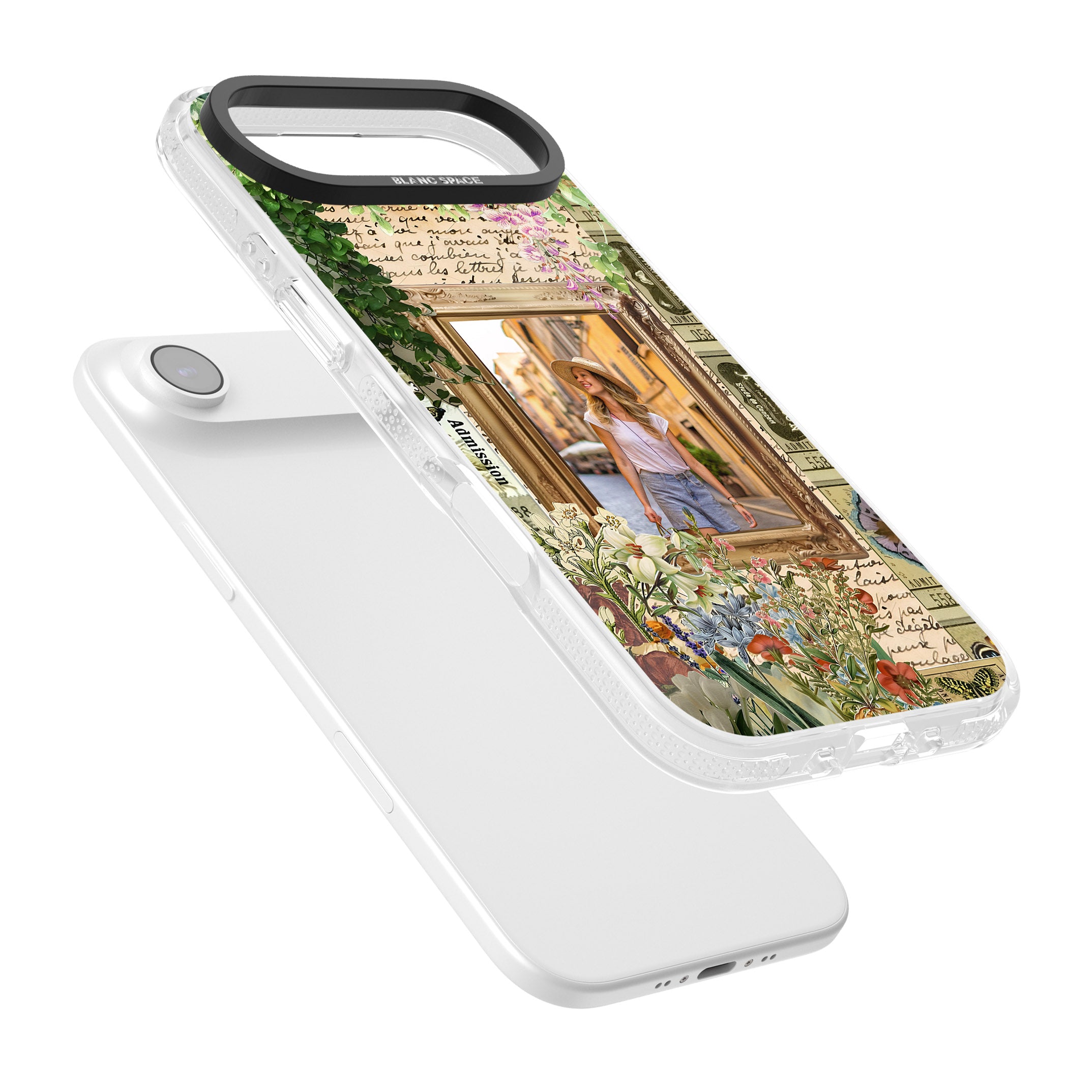 Personalised Tuscan Floral Collage Frame iPhone 17 Air Impact Air Clear Phone Case Colours