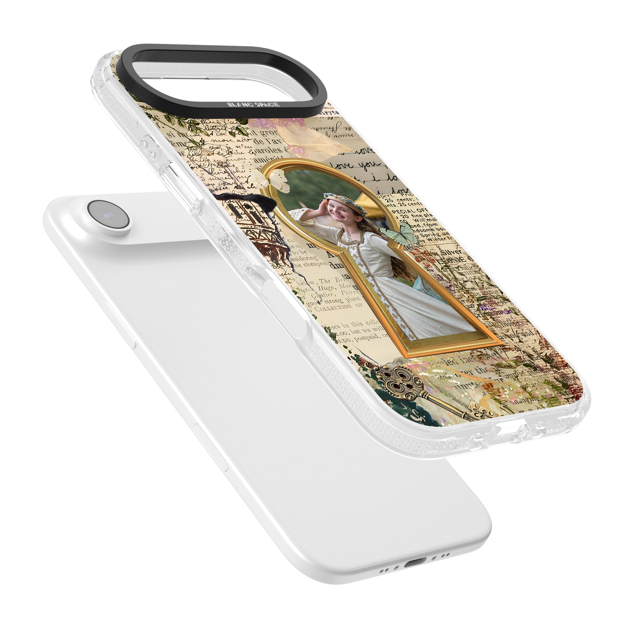 Personalised Bookpage Keyhole Frame iPhone 17 Air Impact Air Clear Phone Case Colours