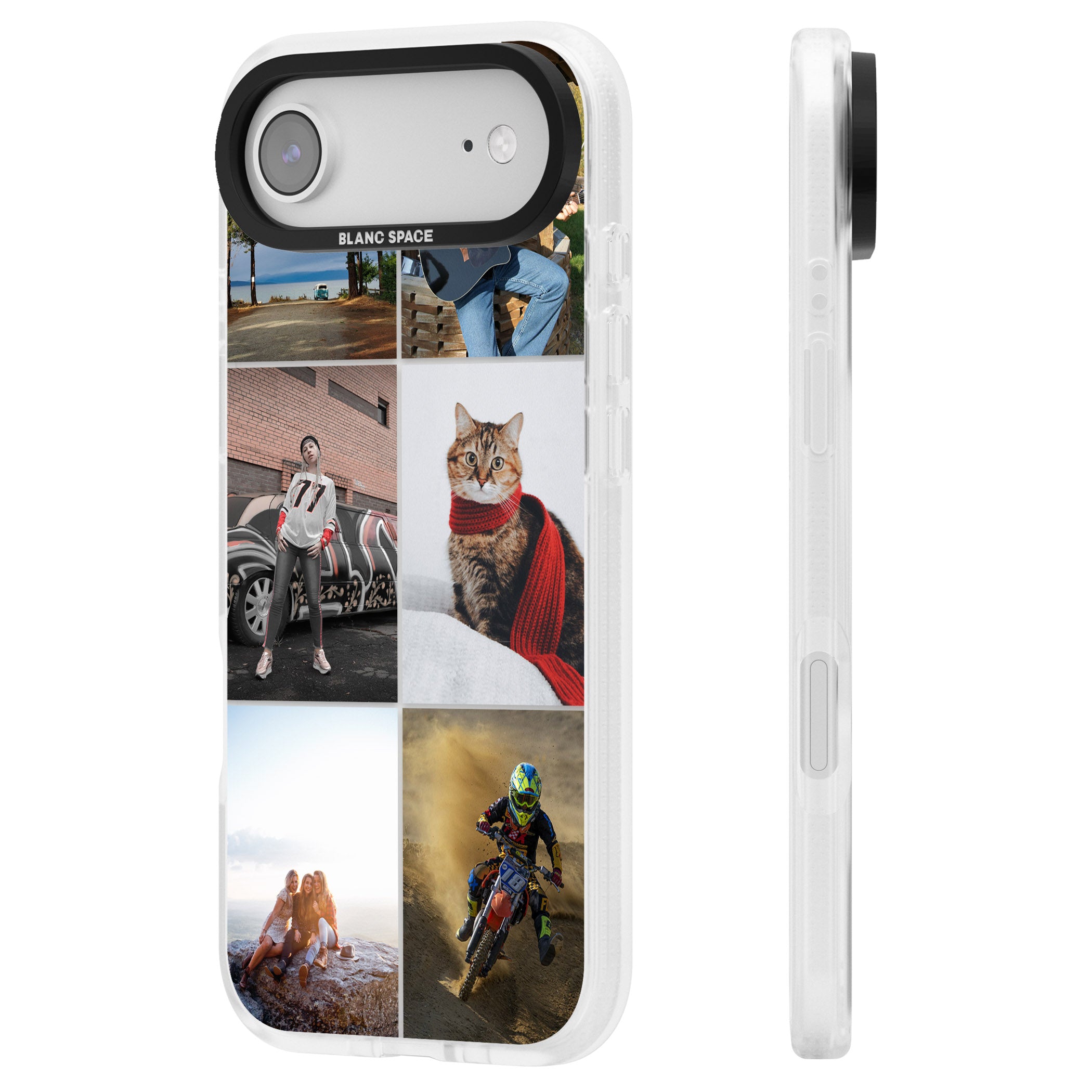 Personalised 6 Photo Grid iPhone 17 Air Impact Air Clear Phone Case Side Profile